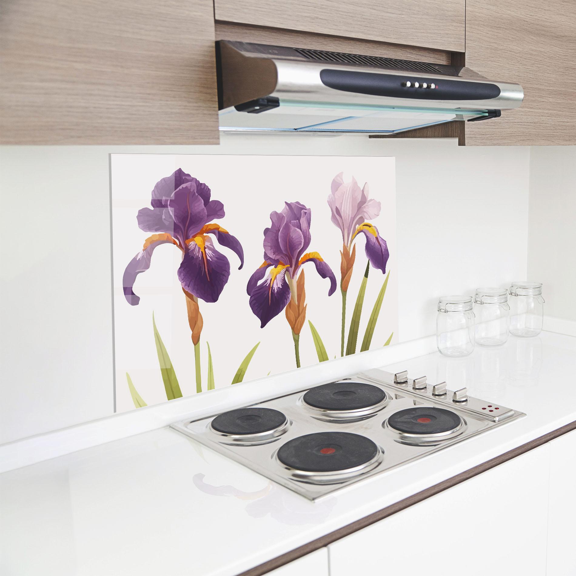 Küchenrückwand Glas Iris Leaf mockup 8