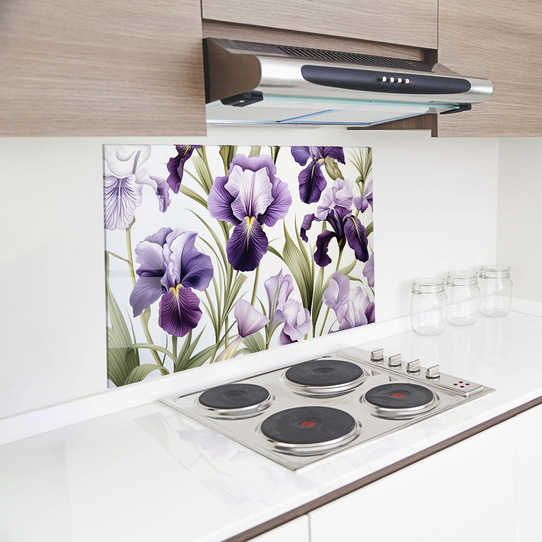 Küchenrückwand Glas Iris Painting mockup 8