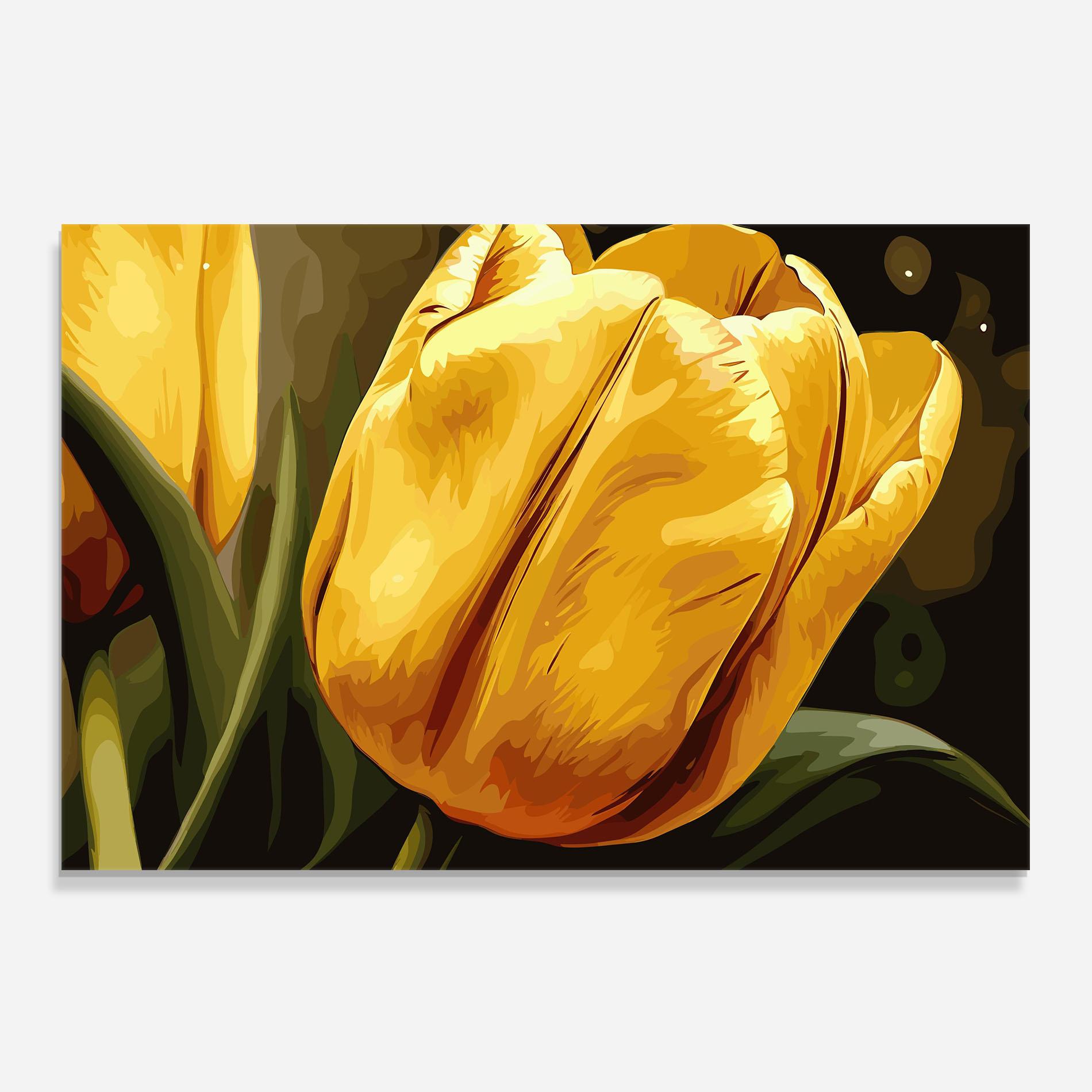 Küchenrückwand Glas Big Yellow Tulip mockup 0