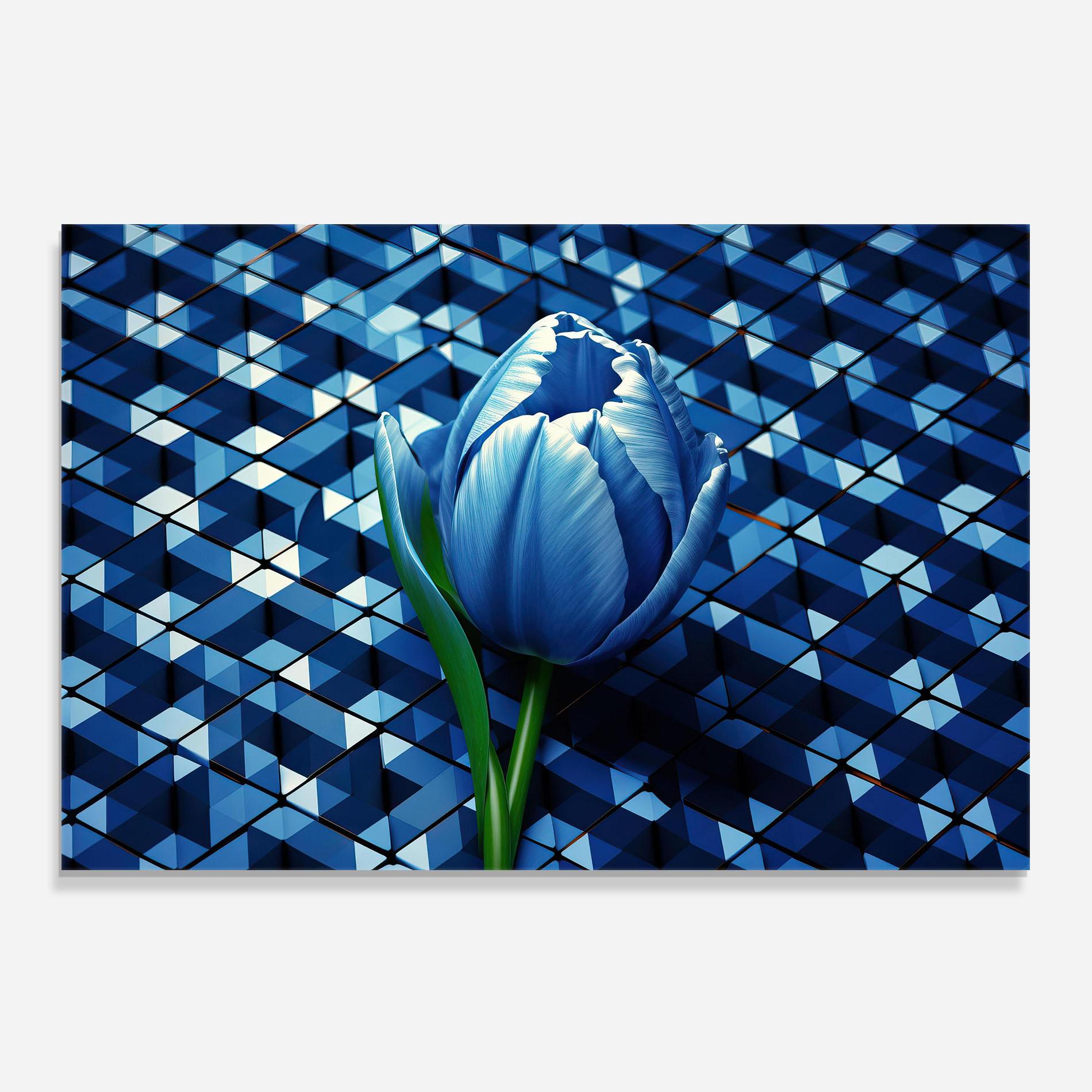 Küchenrückwand Glas Blue Tulip mockup 0