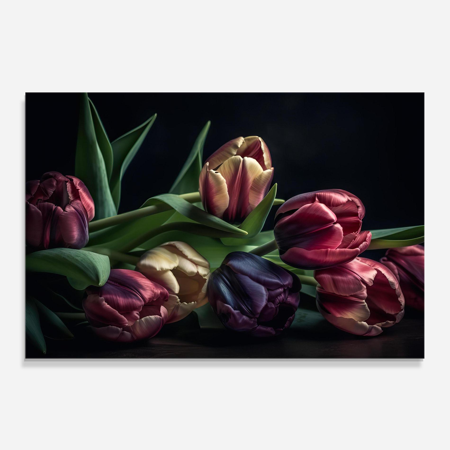 Küchenrückwand Glas Dark Purple Tulip mockup 0