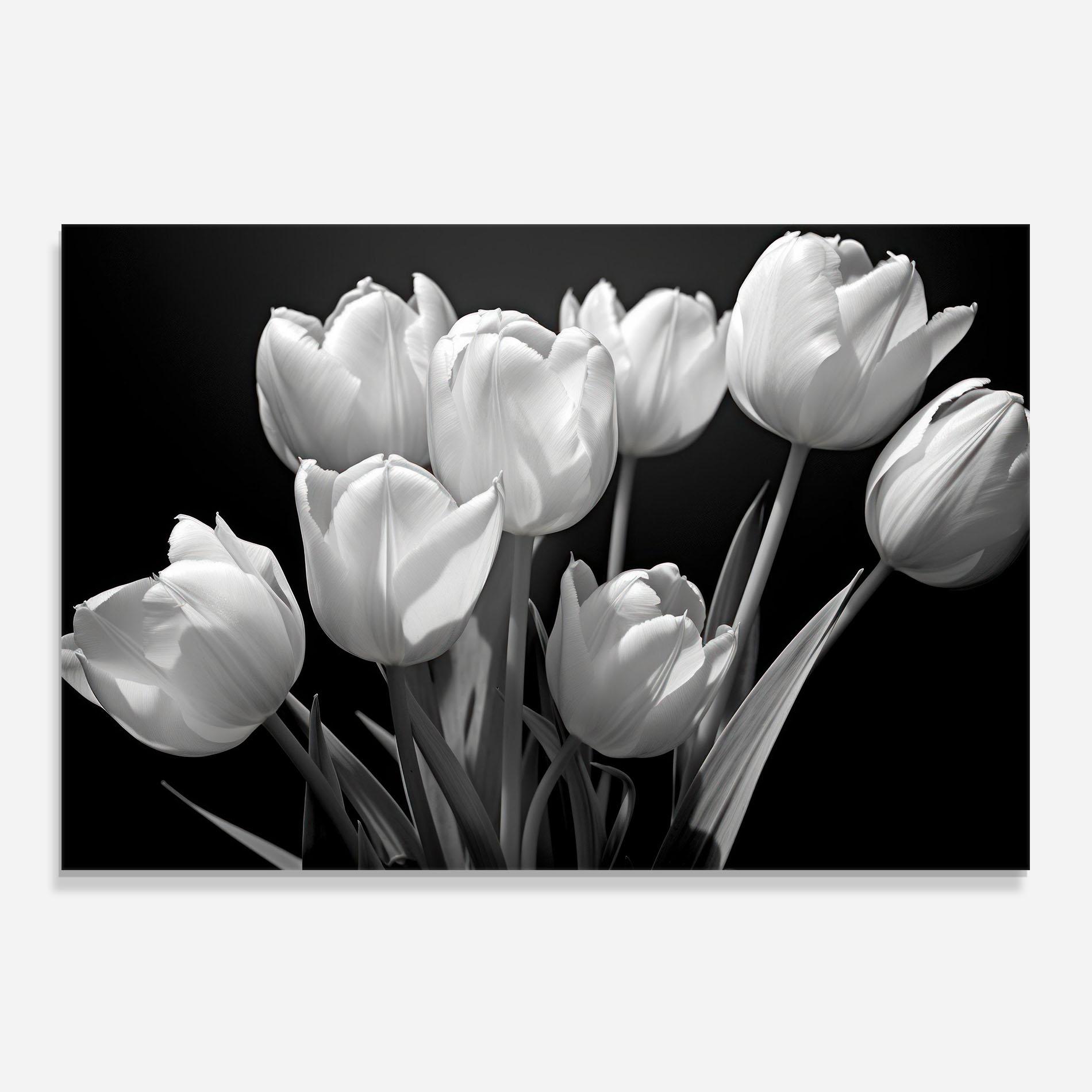 Küchenrückwand Glas Light Grey Tulips mockup 0