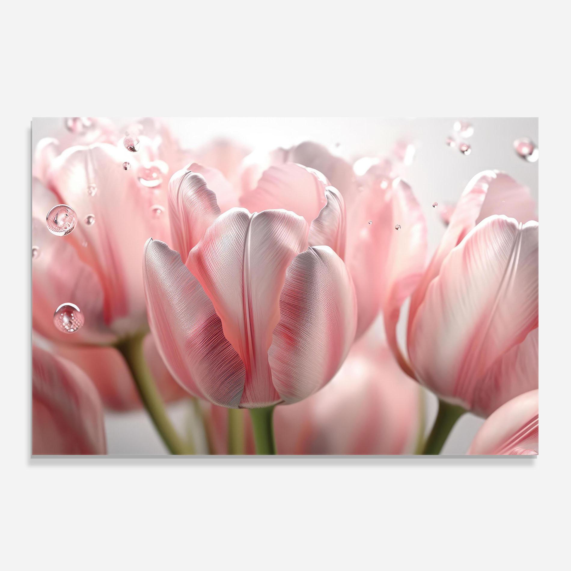 Küchenrückwand Glas Pink Pretty Tulips mockup 0