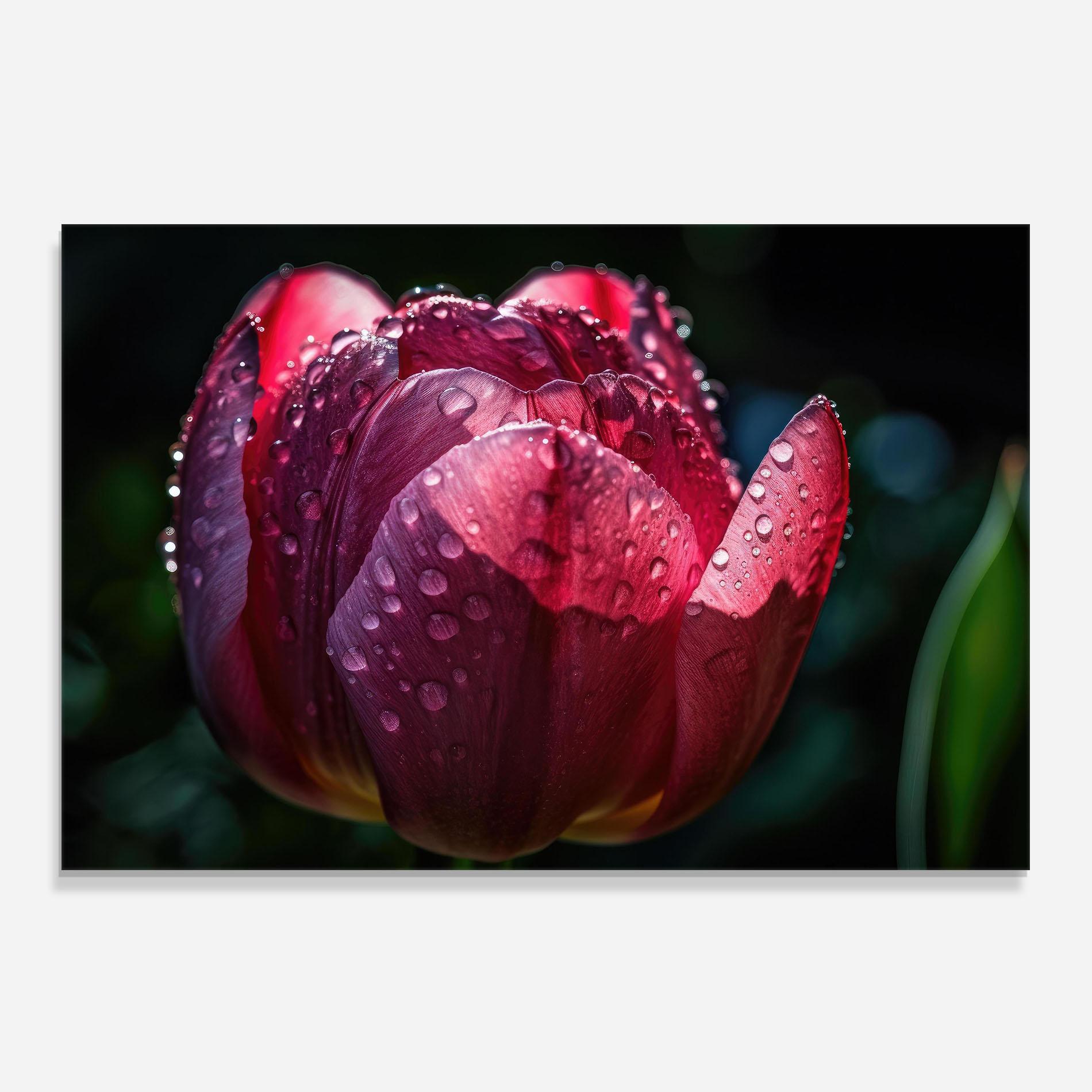 Küchenrückwand Glas Pink Tulip After Rain mockup 0