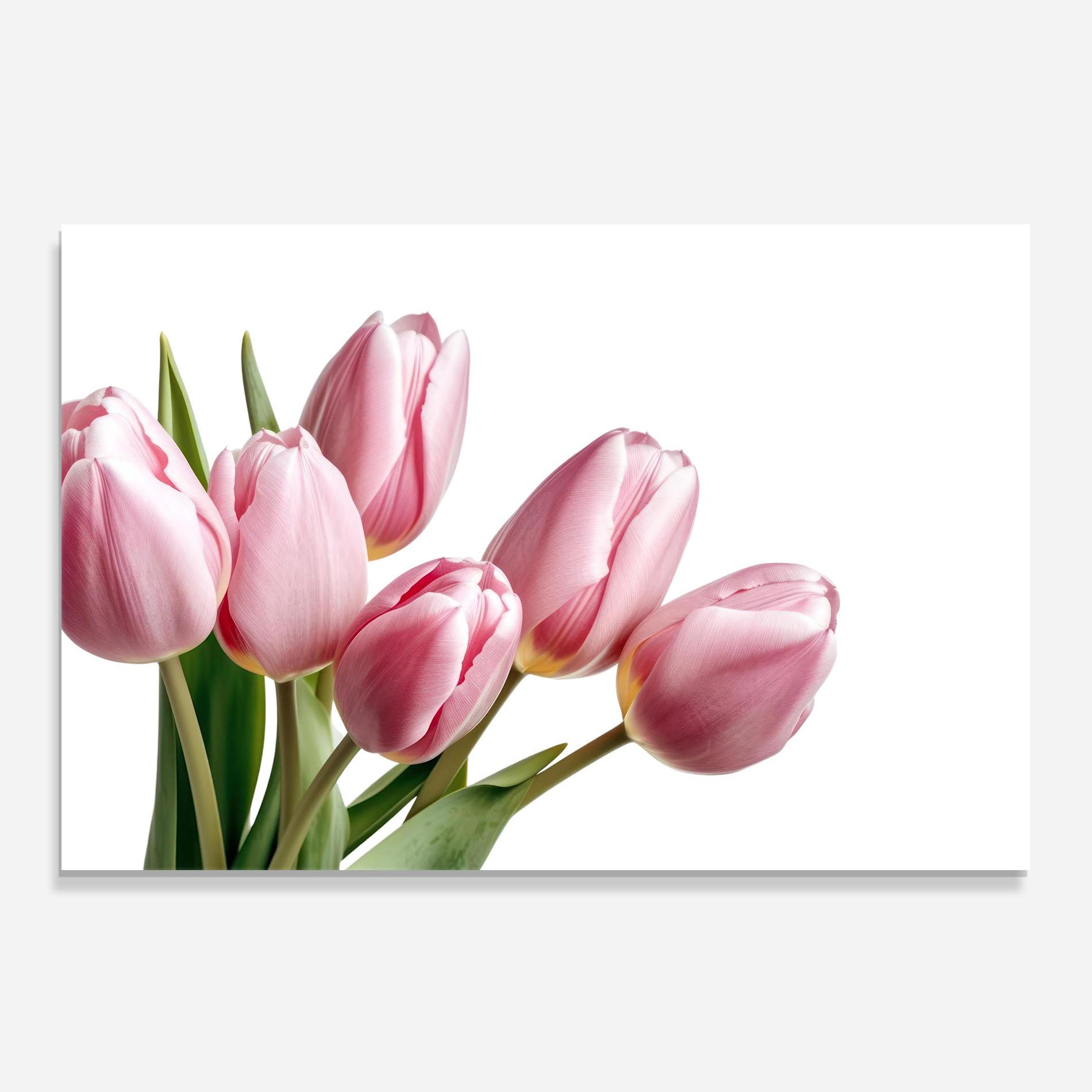 Küchenrückwand Glas Pink Tulips mockup 0