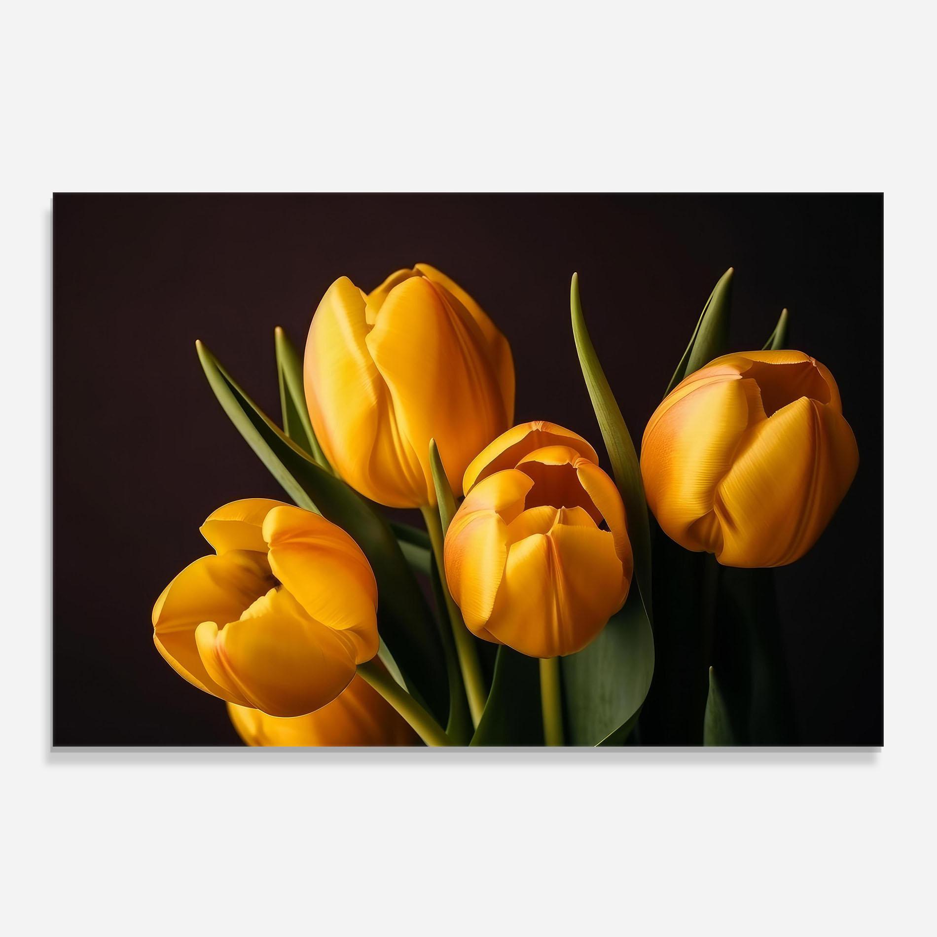 Küchenrückwand Glas Strong Yellow Tulips mockup 0