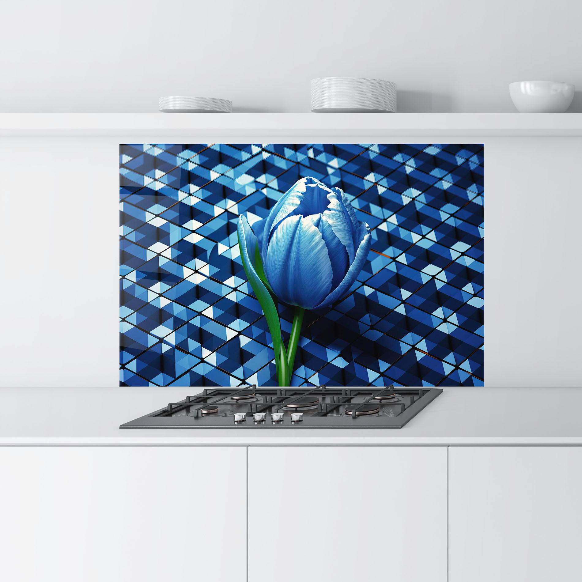 Küchenrückwand Glas Blue Tulip mockup 9