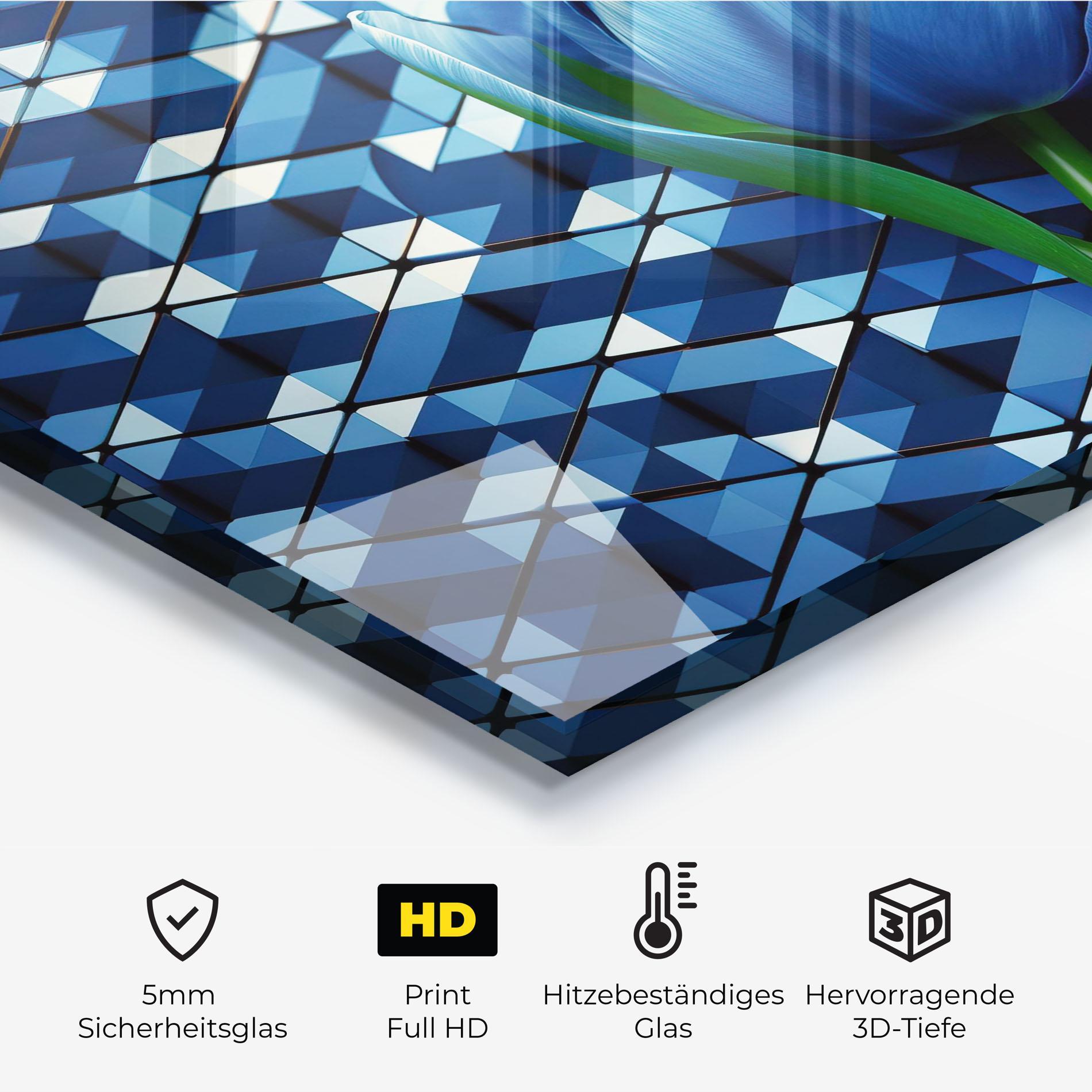 Küchenrückwand Glas Blue Tulip mockup 2