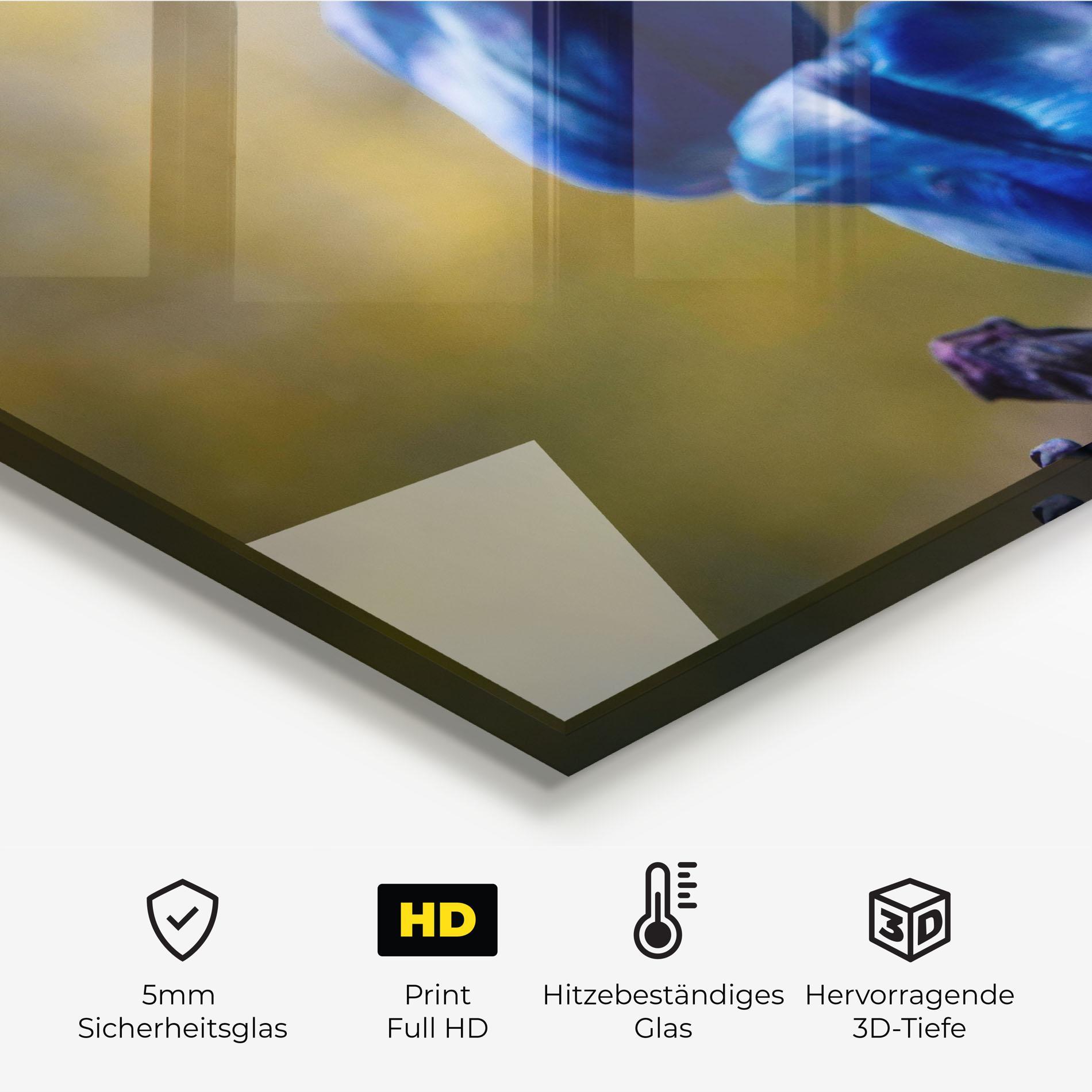 Küchenrückwand Glas Blue Tulips mockup 2