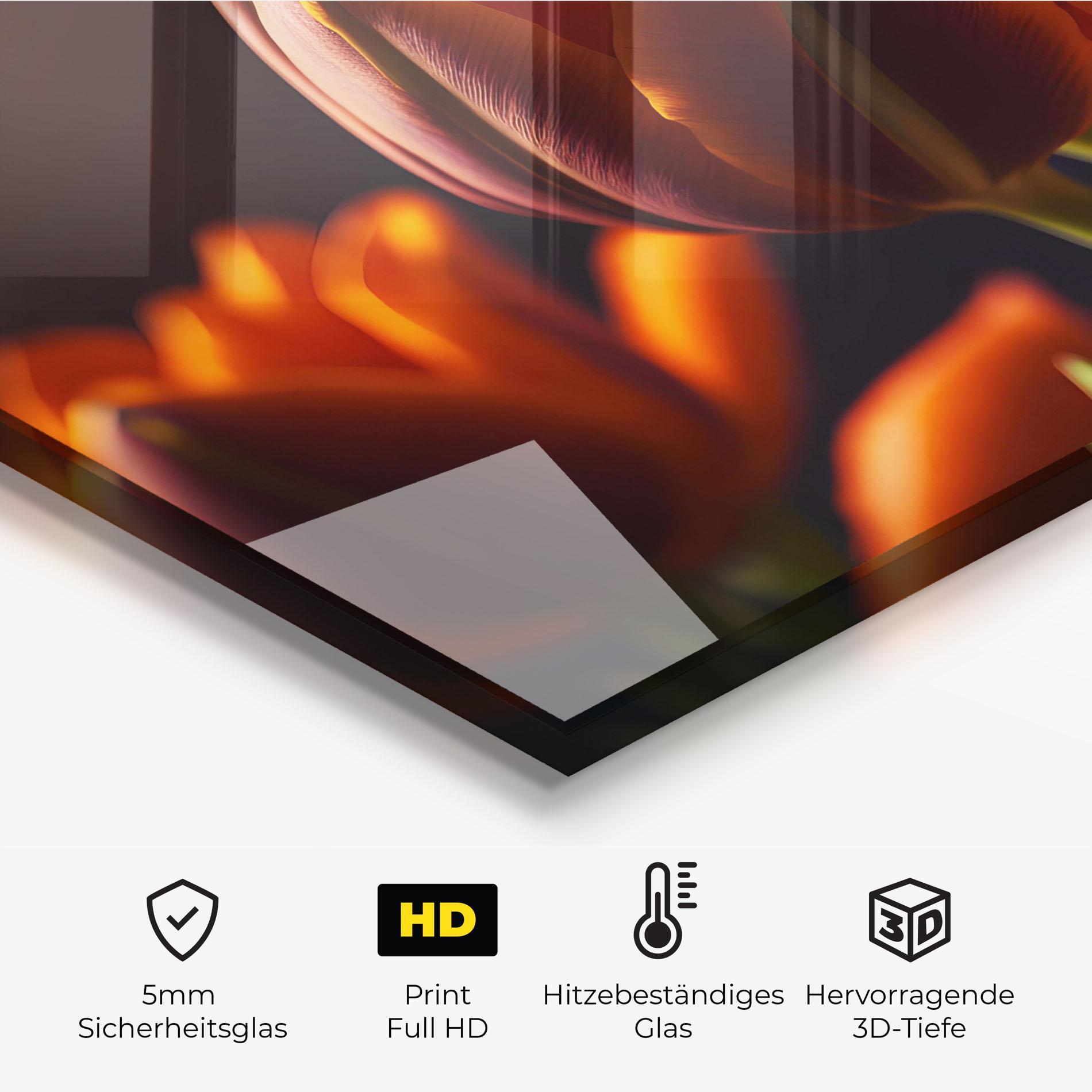 Küchenrückwand Glas Close Up Orange Tulip mockup 2