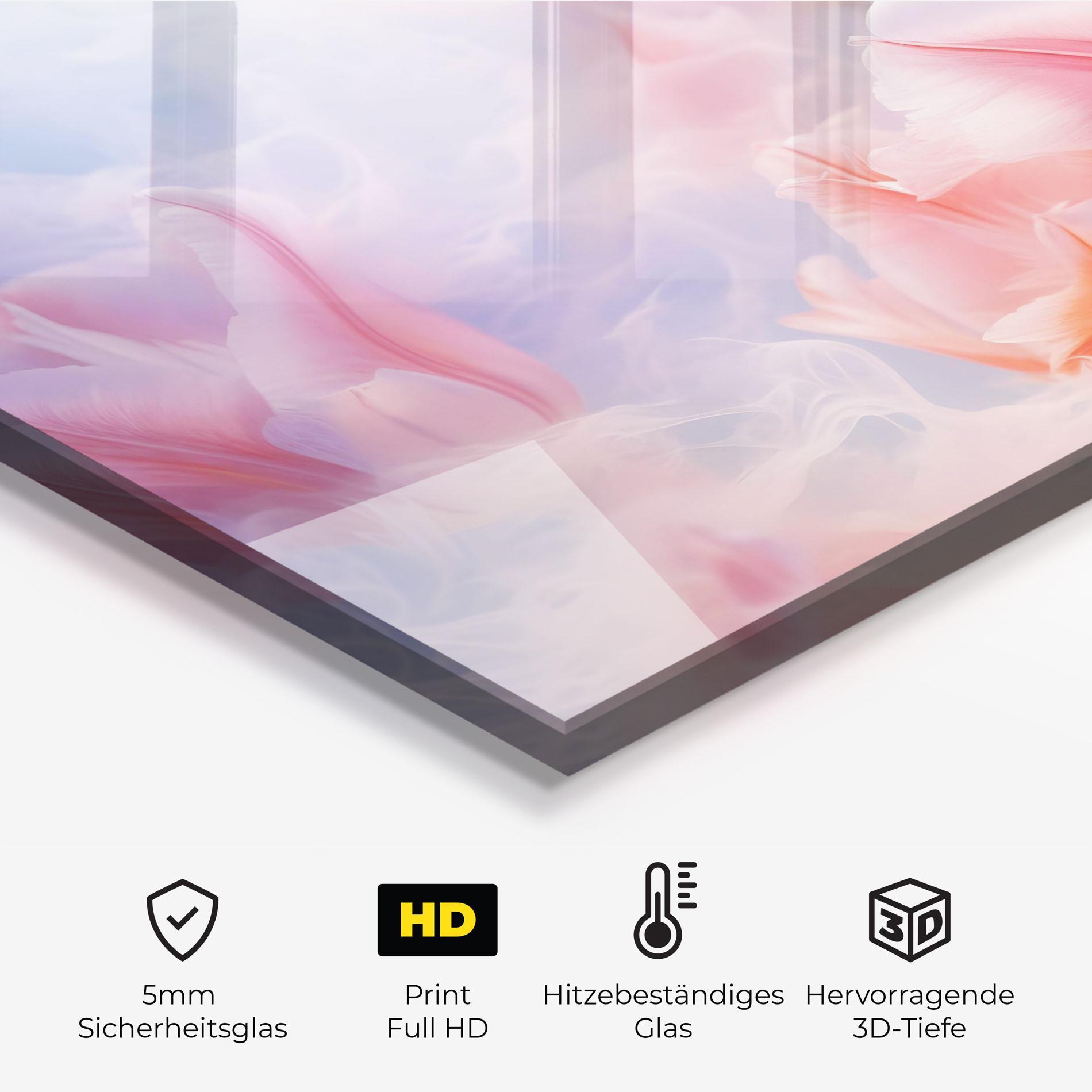 Küchenrückwand Glas Dreamy Pink Tulips mockup 2
