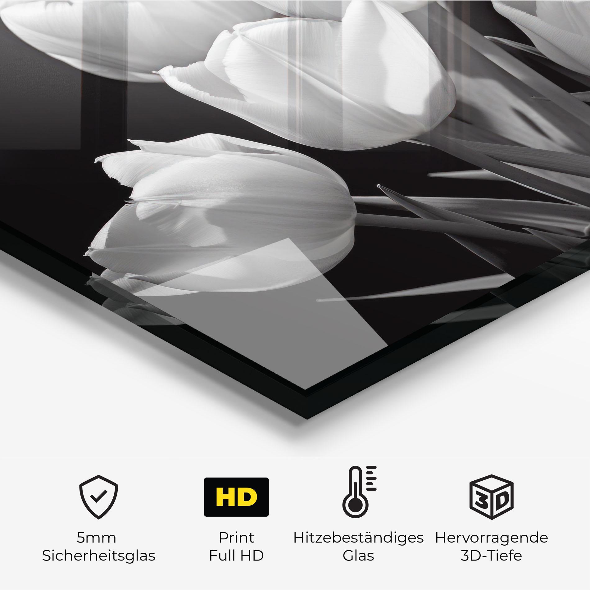 Küchenrückwand Glas Light Grey Tulips mockup 2