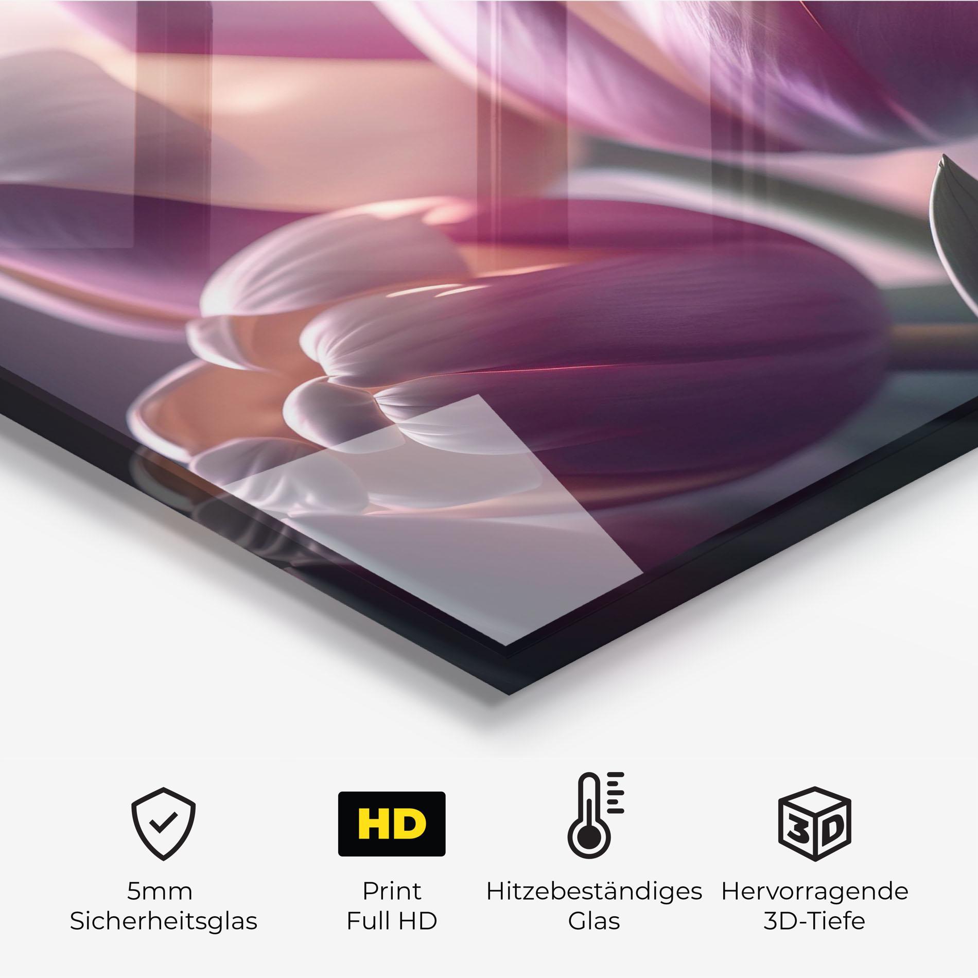 Küchenrückwand Glas Pastel Pink Tulips mockup 2