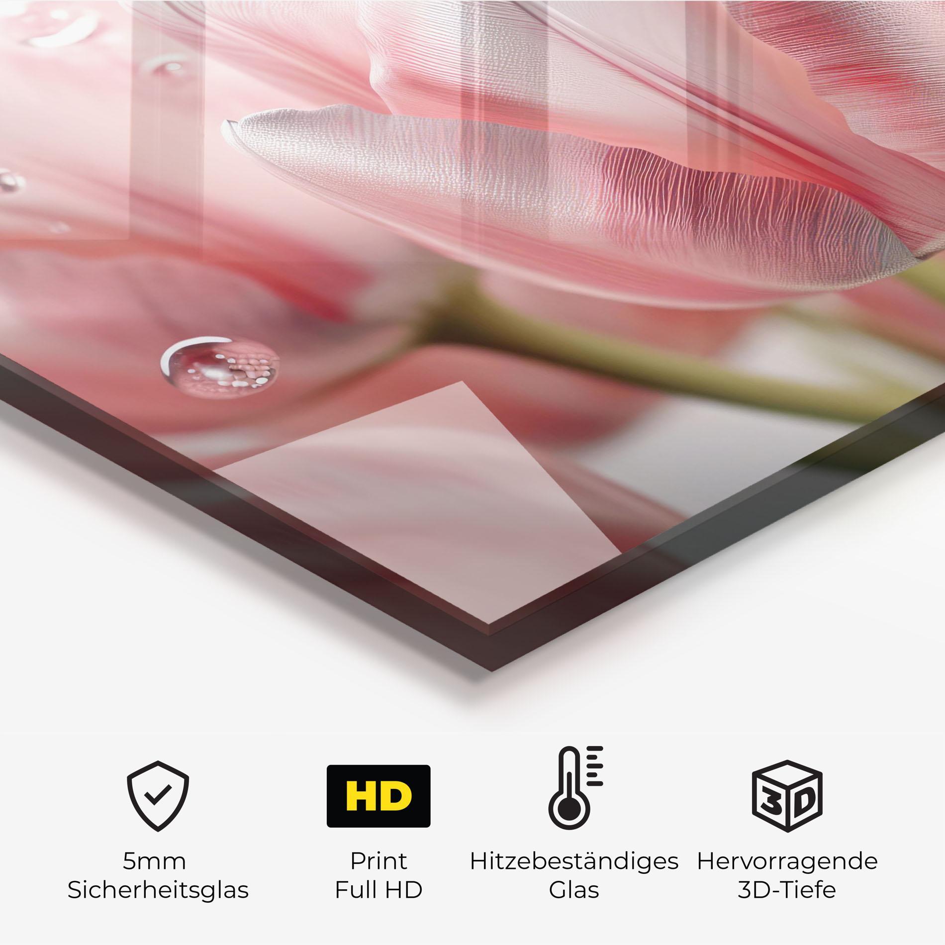 Küchenrückwand Glas Pink Pretty Tulips mockup 2