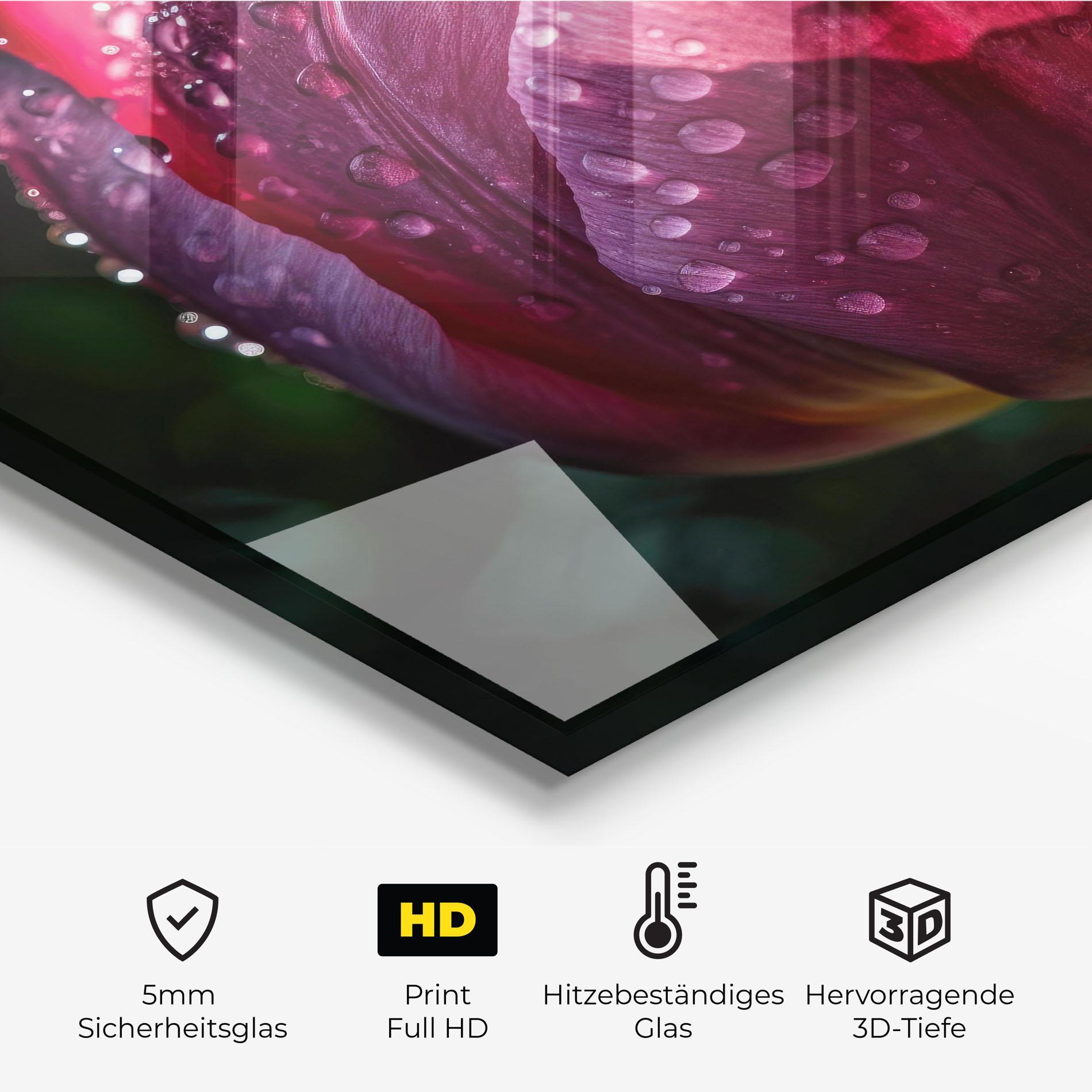 Küchenrückwand Glas Pink Tulip After Rain mockup 2