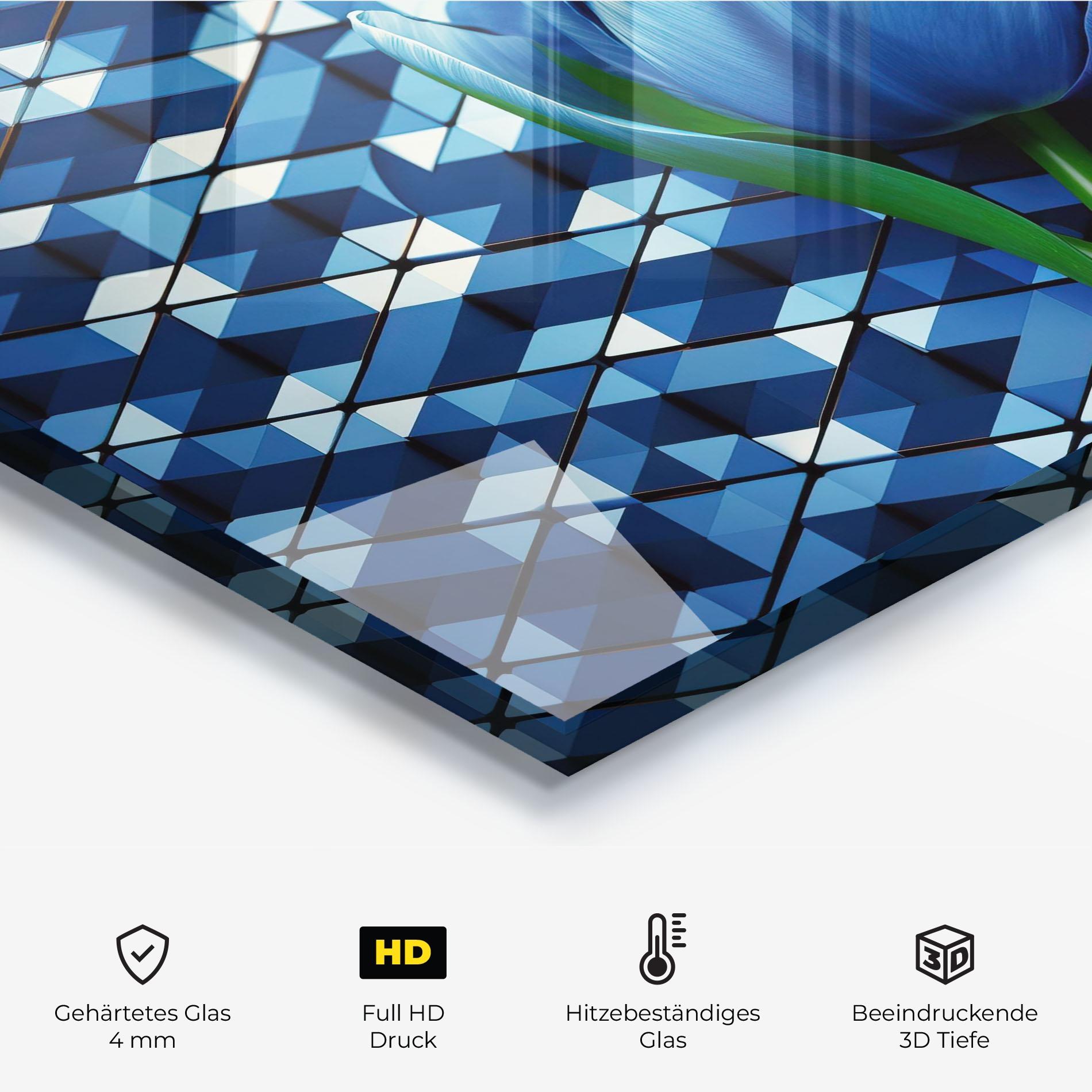 Küchenrückwand Glas Blue Tulip mockup 2