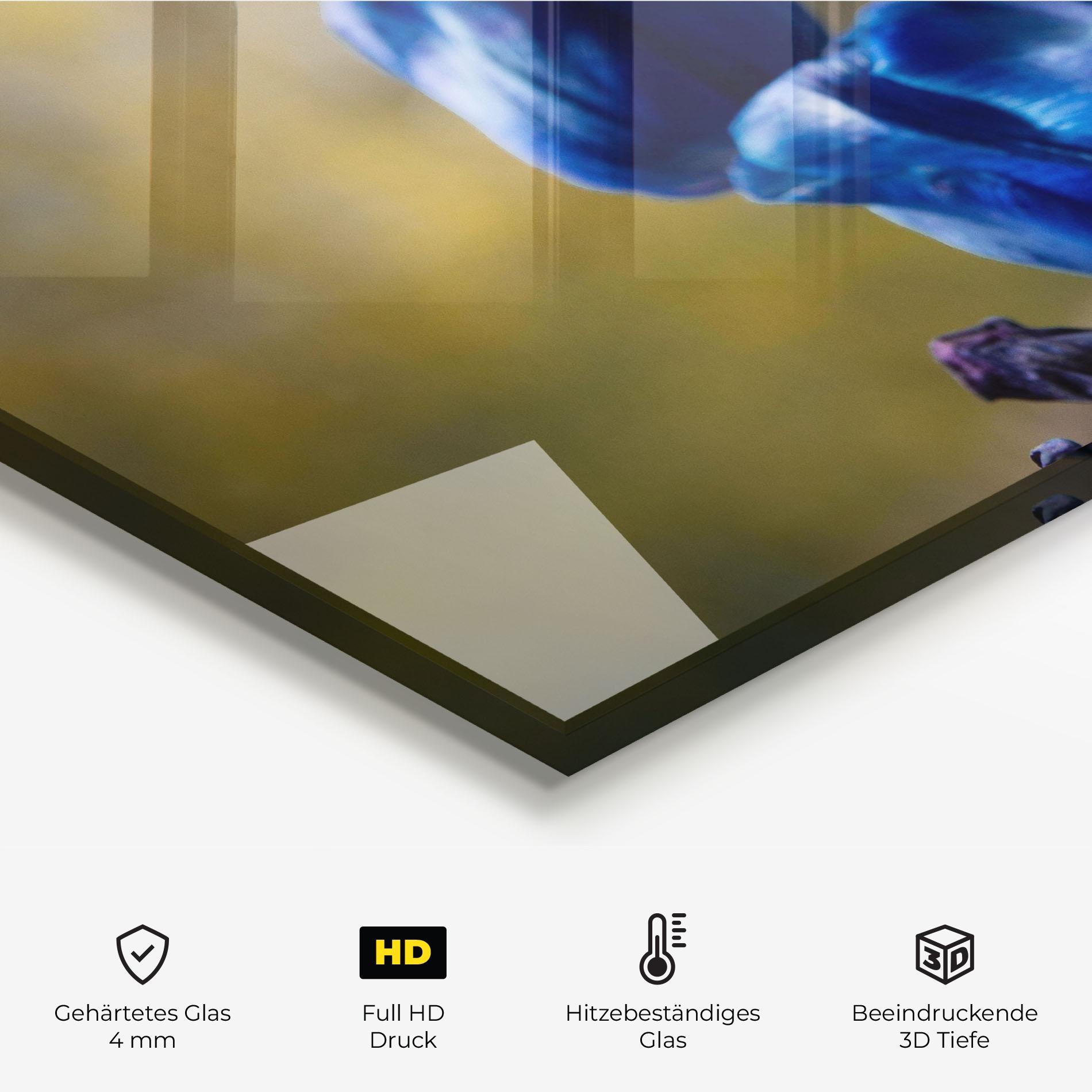 Küchenrückwand Glas Blue Tulips mockup 2