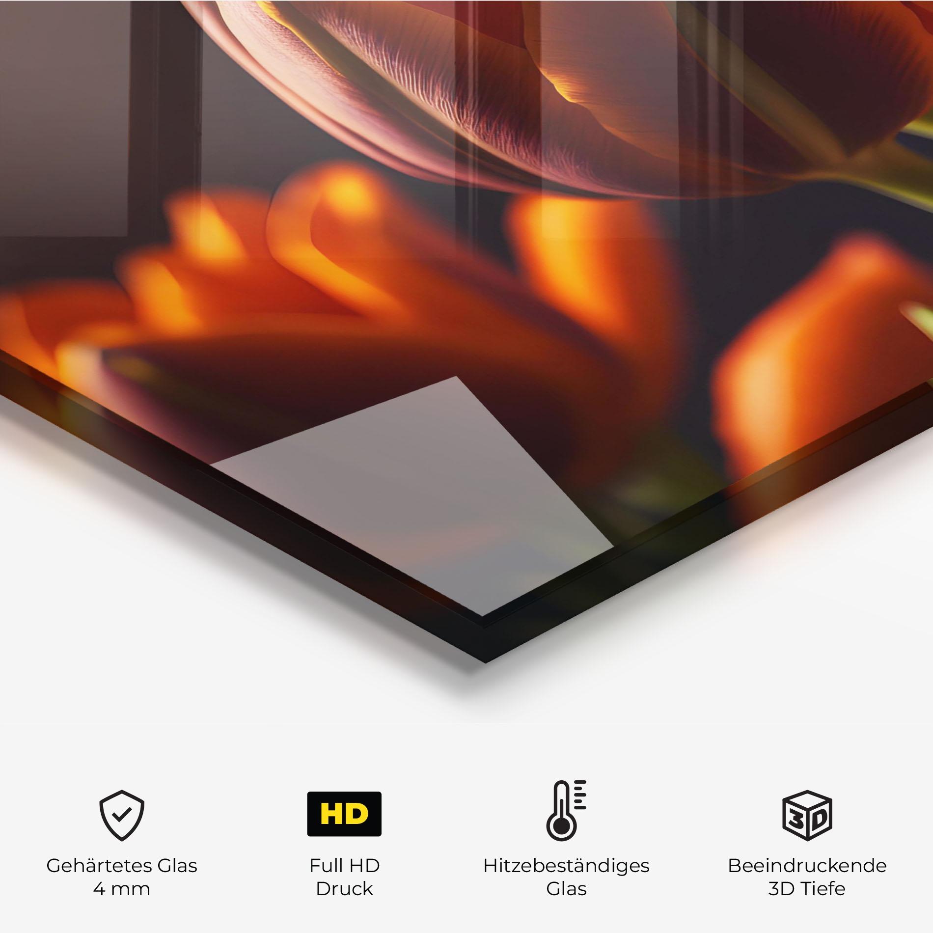 Küchenrückwand Glas Close Up Orange Tulip mockup 2