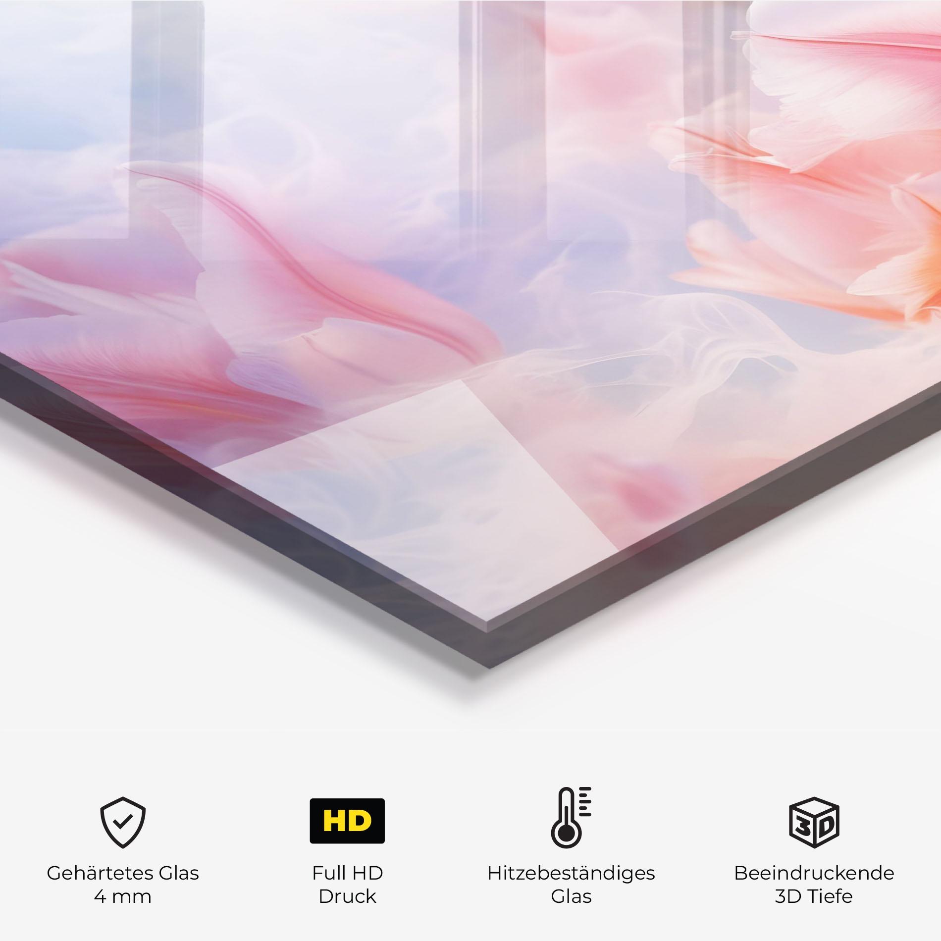 Küchenrückwand Glas Dreamy Pink Tulips mockup 2