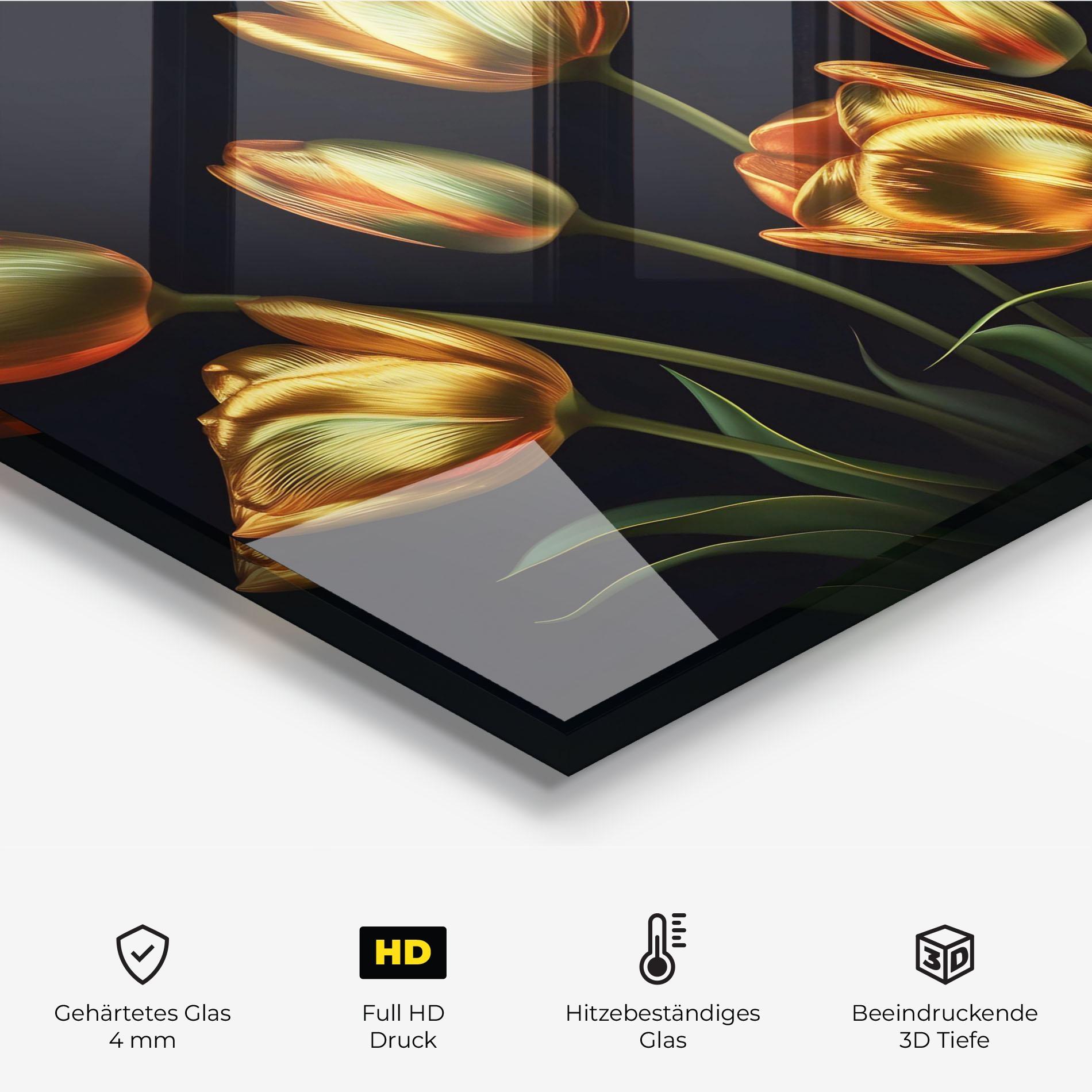 Küchenrückwand Glas Gold Pretty Tulips mockup 2