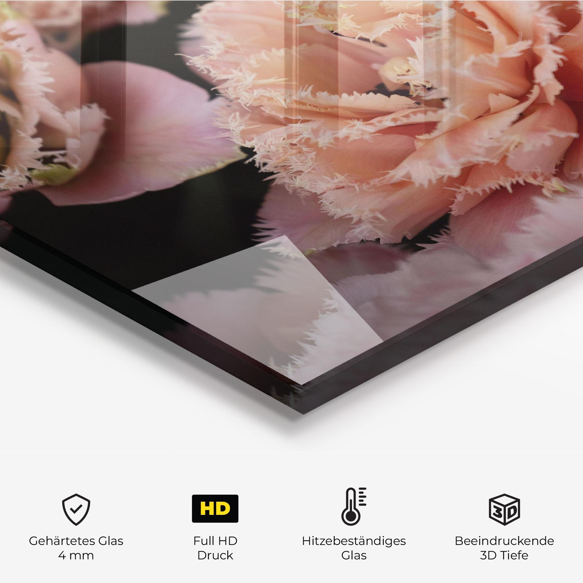 Küchenrückwand Glas Pastel Fringed Tulips mockup 2