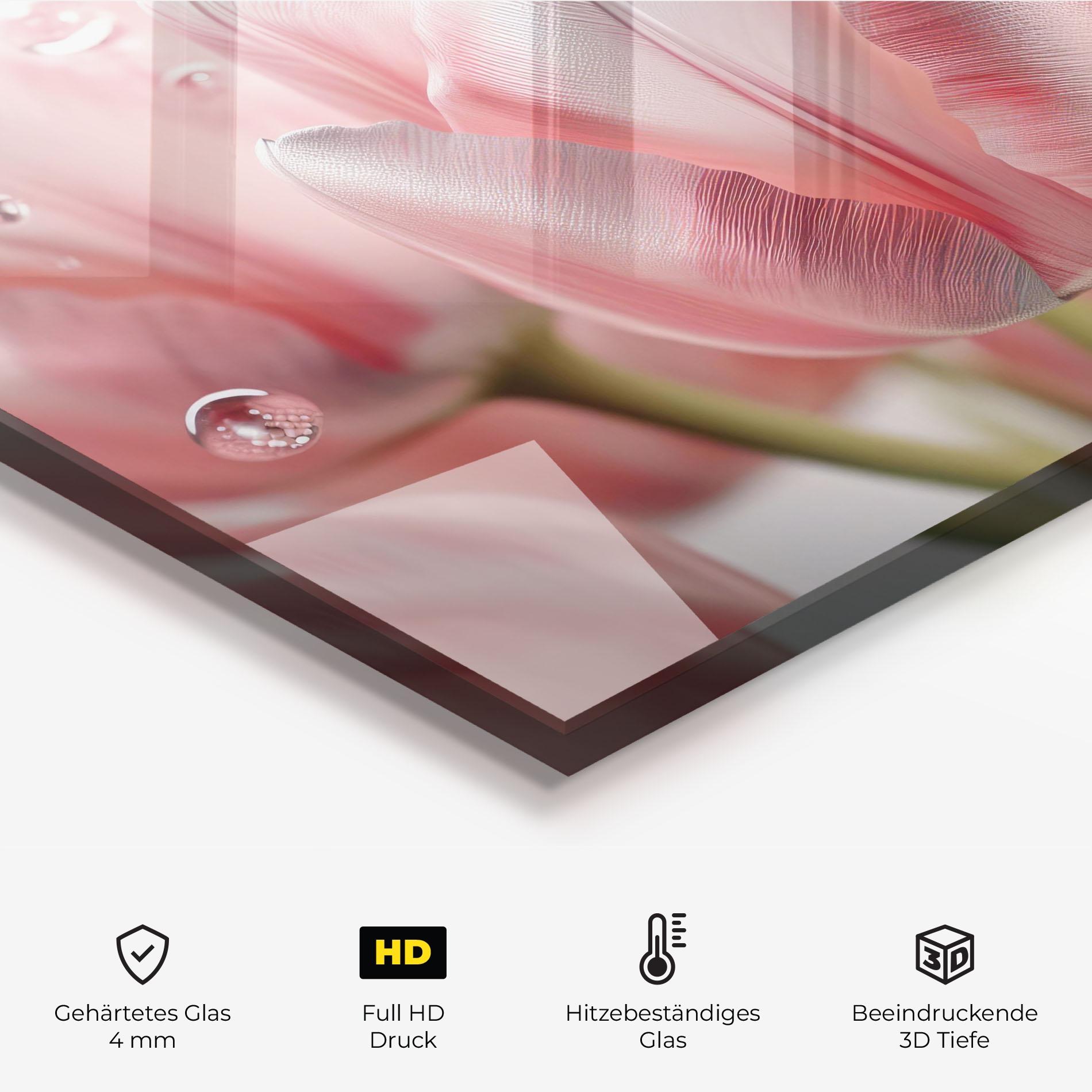 Küchenrückwand Glas Pink Pretty Tulips mockup 2