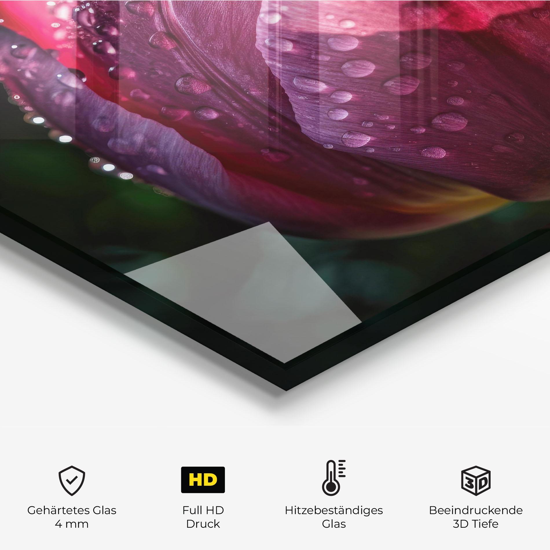 Küchenrückwand Glas Pink Tulip After Rain mockup 2