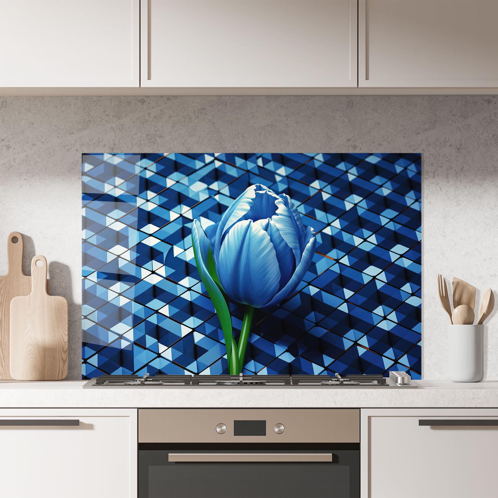 Küchenrückwand Glas Blue Tulip mockup 7