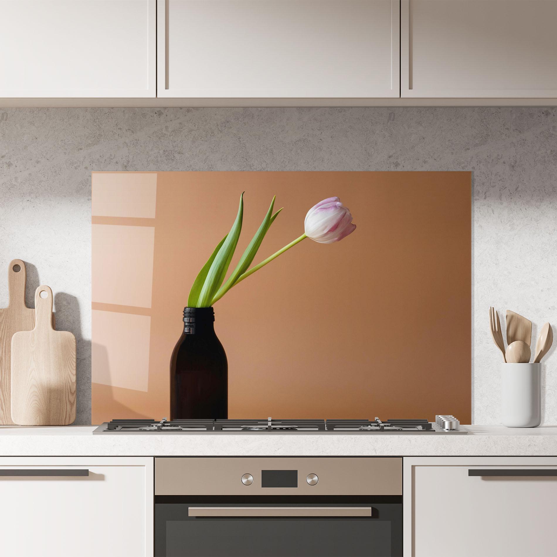 Küchenrückwand Glas One Pink Tulip mockup 7