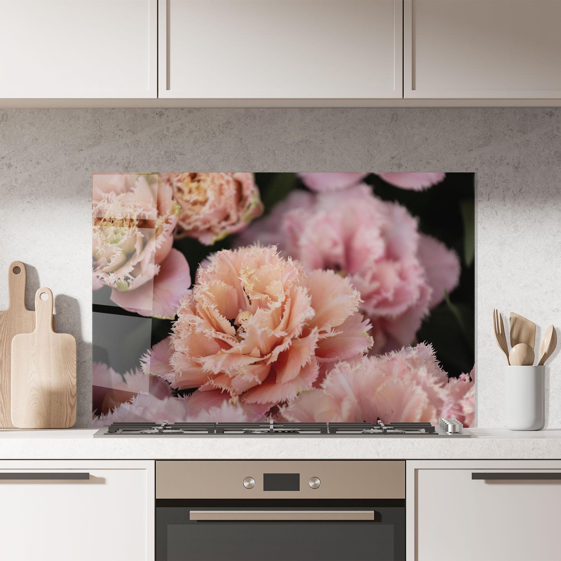 Küchenrückwand Glas Pastel Fringed Tulips mockup 7