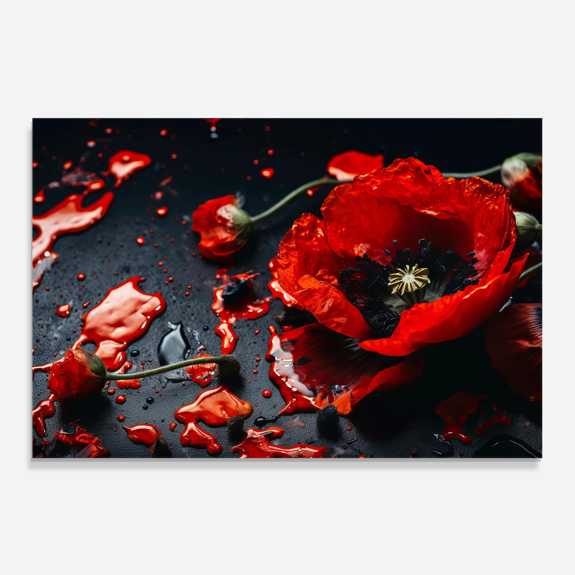Küchenrückwand Glas Beautiful Red Poppy Liquid mockup 0