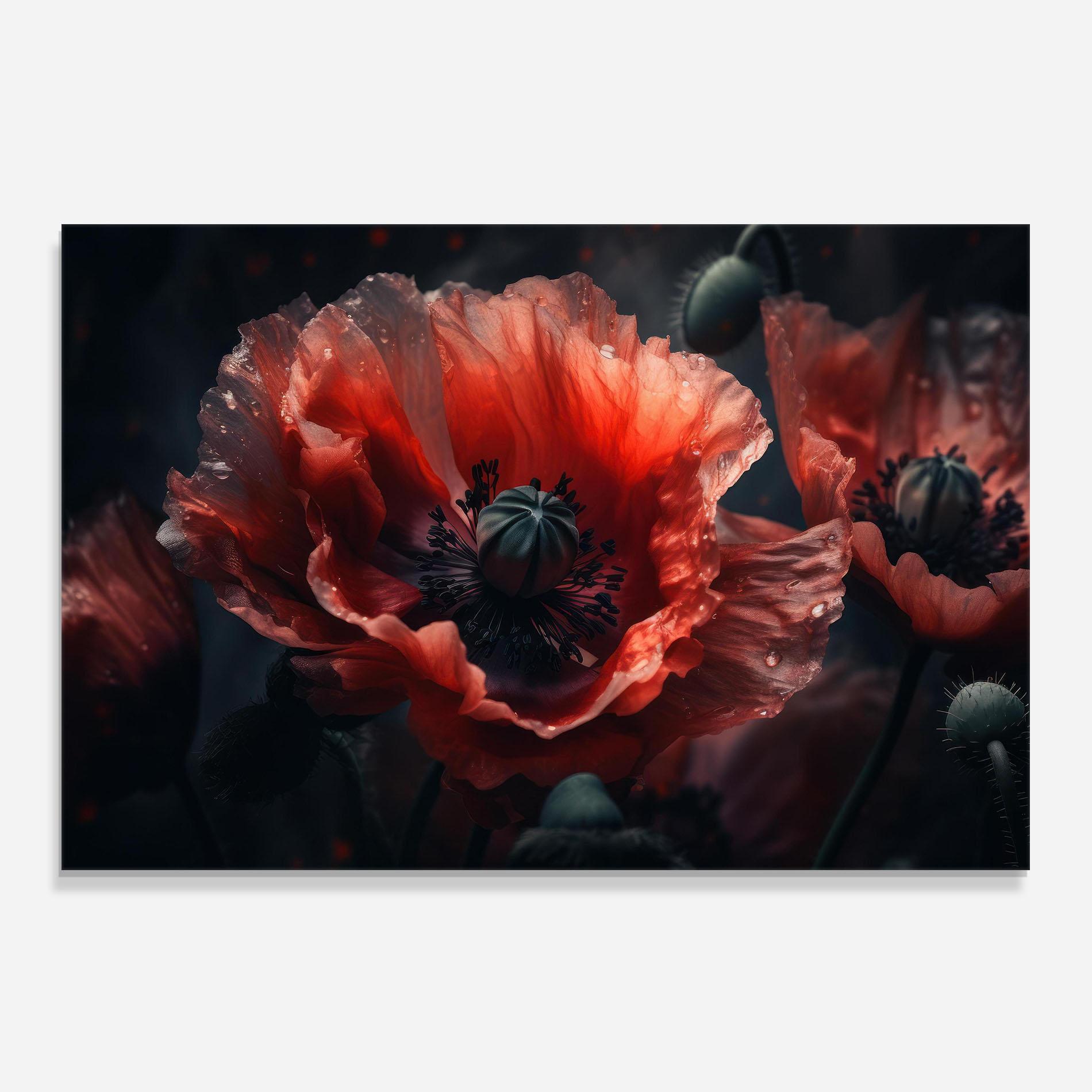 Küchenrückwand Glas Dark Shade Poppy mockup 0