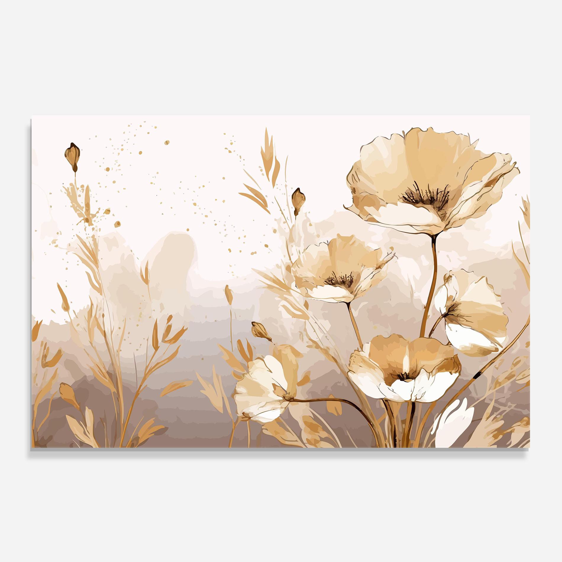 Küchenrückwand Glas Gold Cream Poppy mockup 0