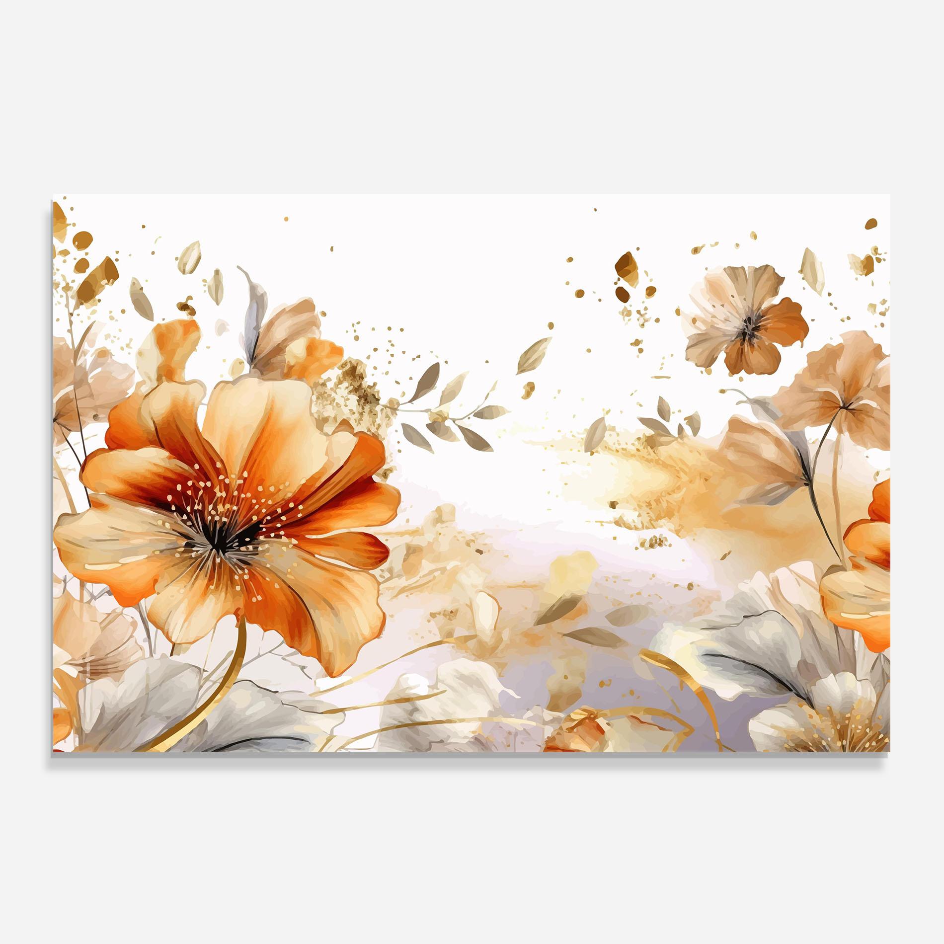 Küchenrückwand Glas Gold Orange Poppy mockup 0