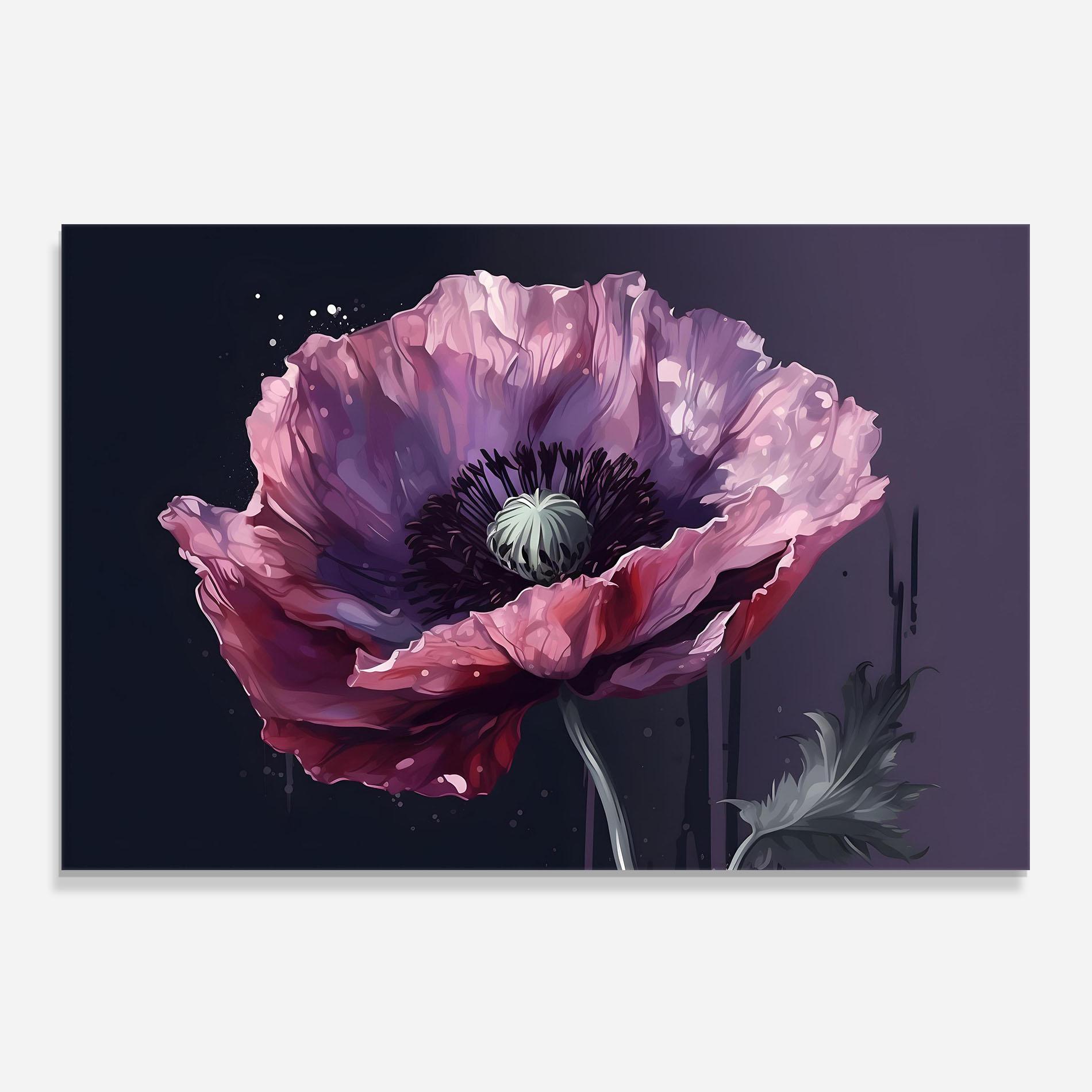 Küchenrückwand Glas Light Purple Poppy mockup 0