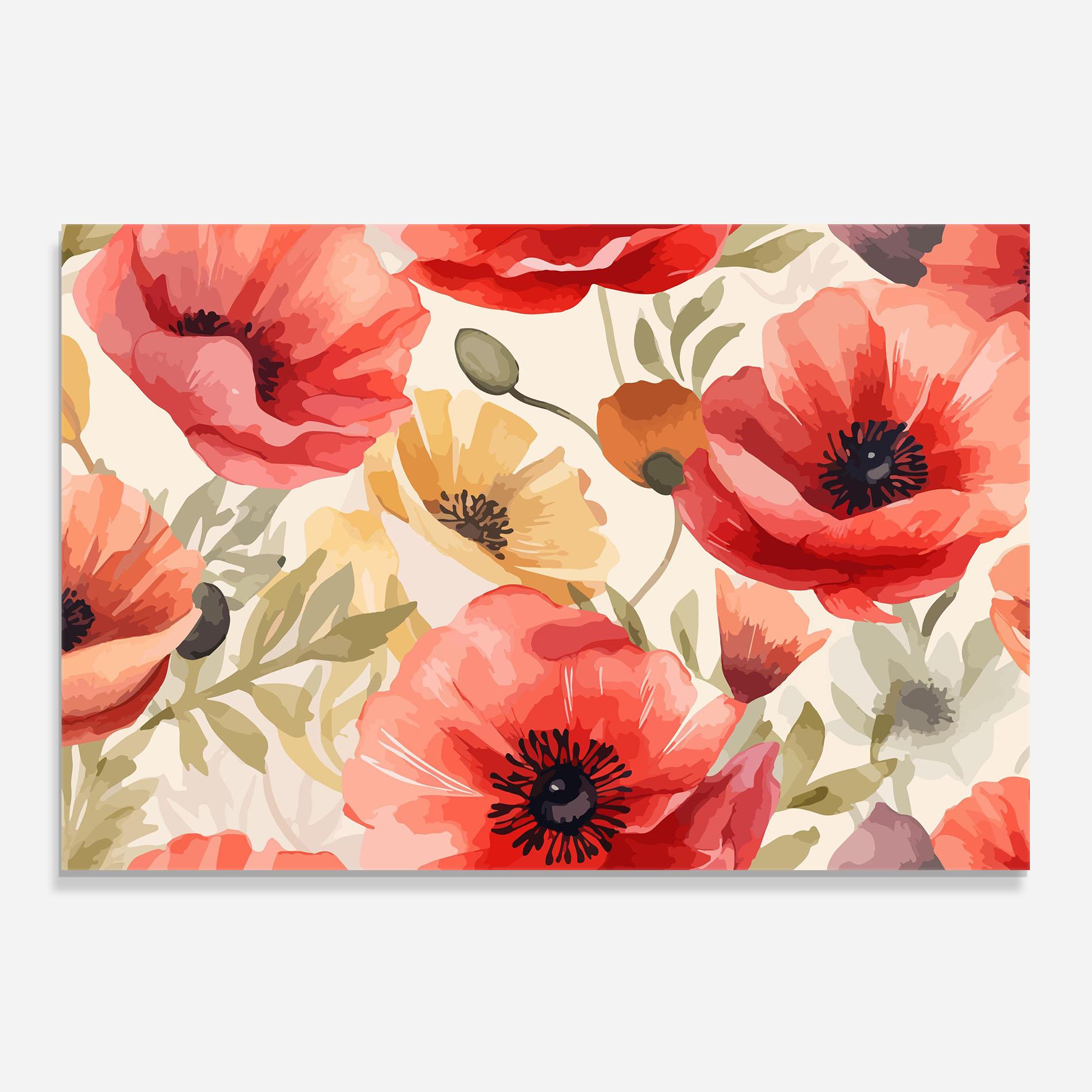 Küchenrückwand Glas Orange Red Poppy mockup 0