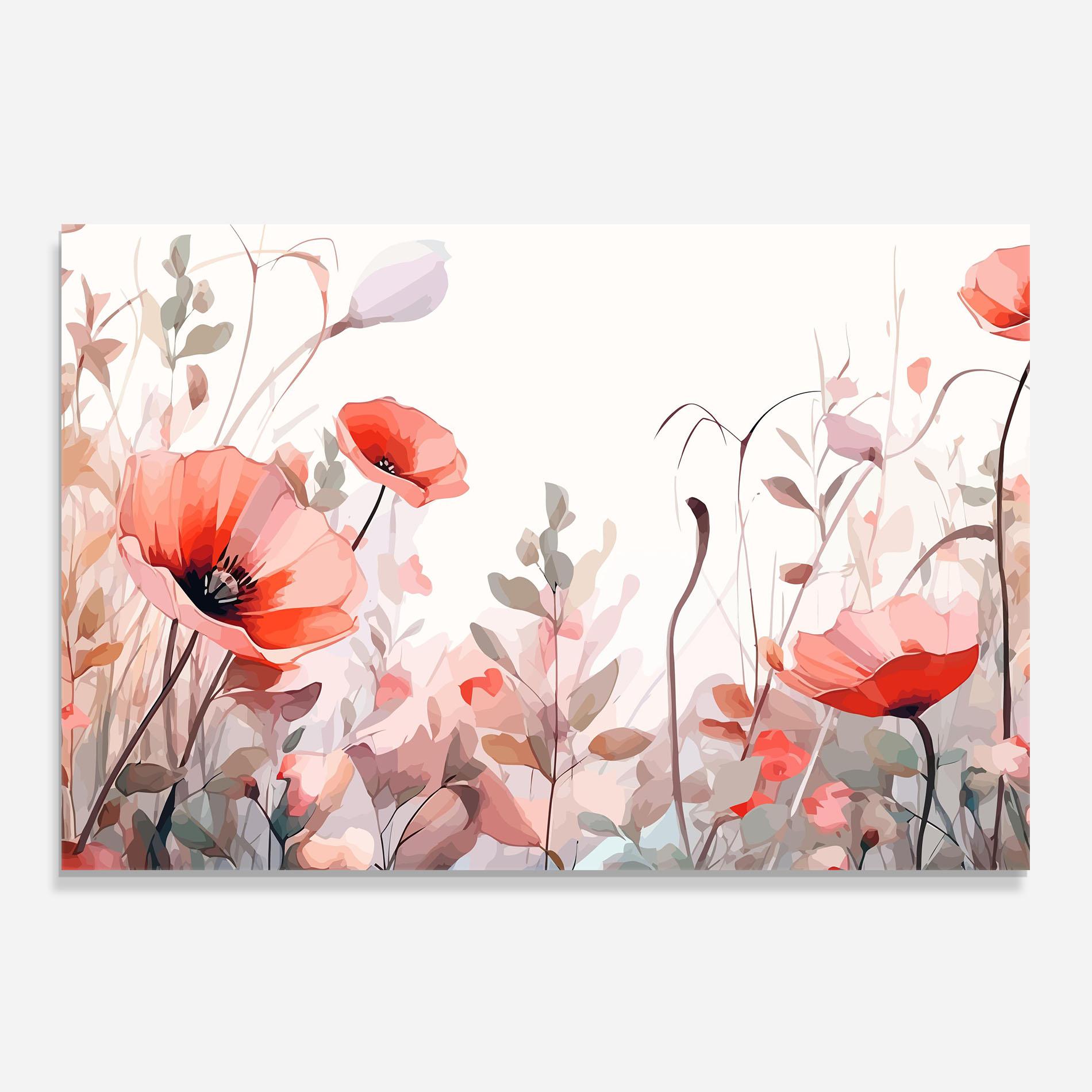 Küchenrückwand Glas Pastel Red Poppy mockup 0