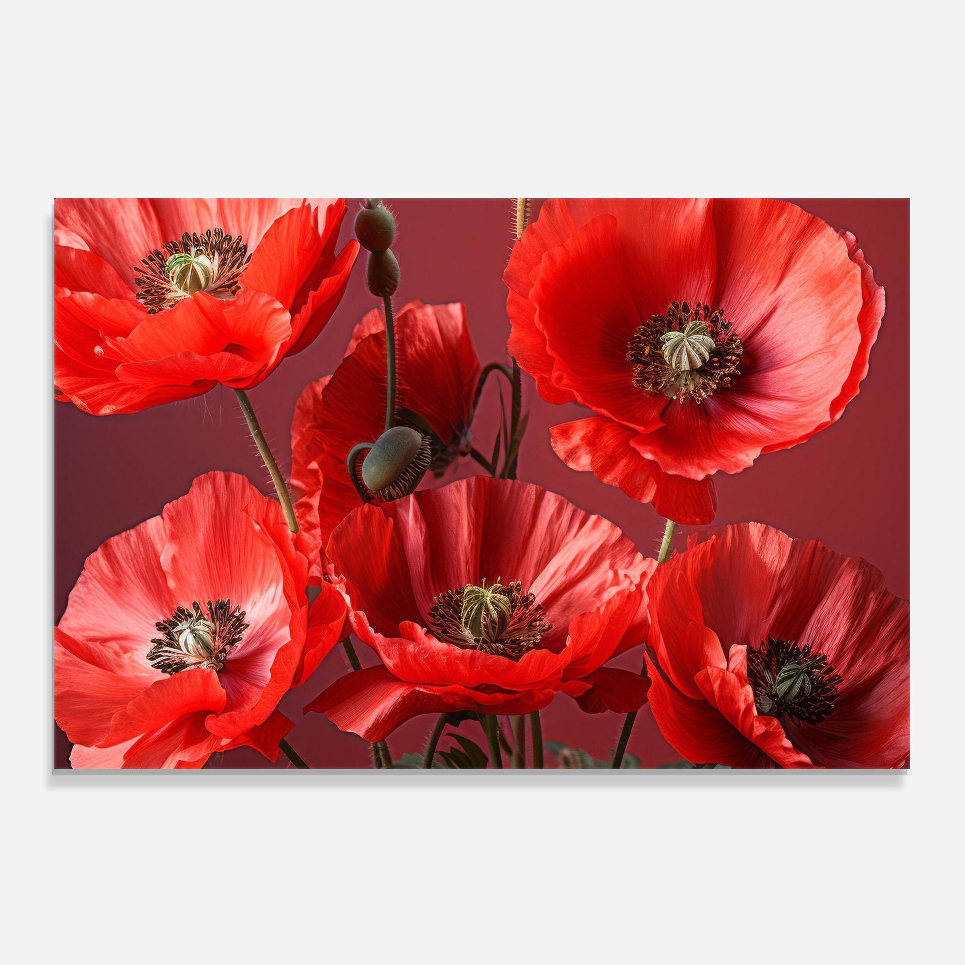 Küchenrückwand Glas Red Poppies mockup 0