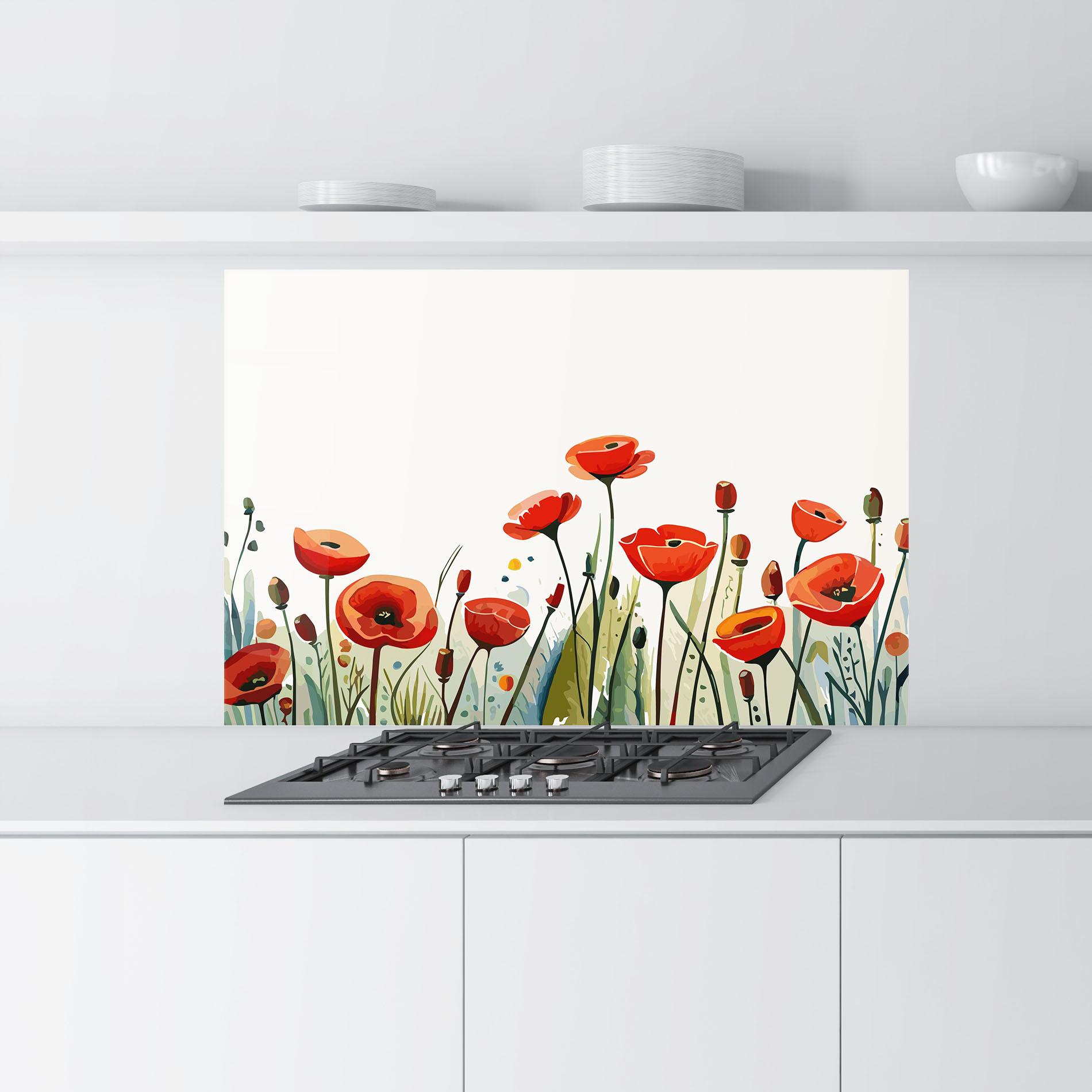 Küchenrückwand Glas Minimalist Poppy mockup 9