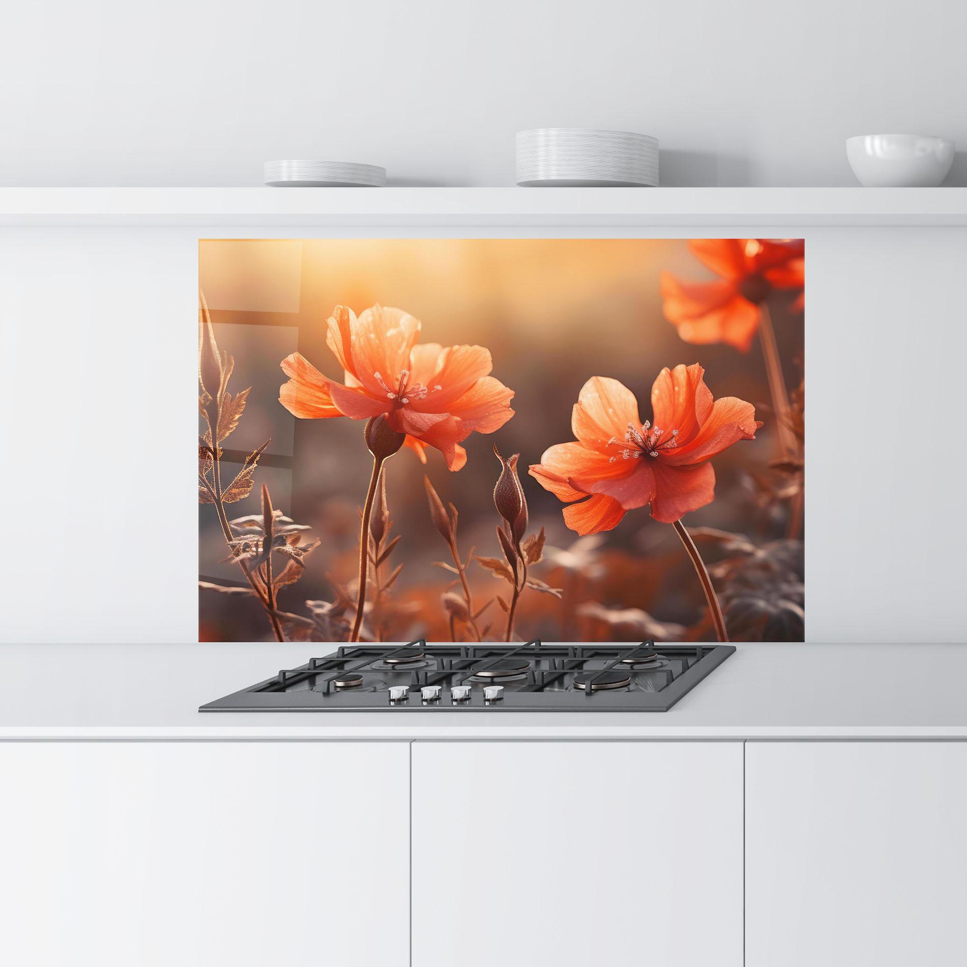 Küchenrückwand Glas Orange Small Poppy mockup 9