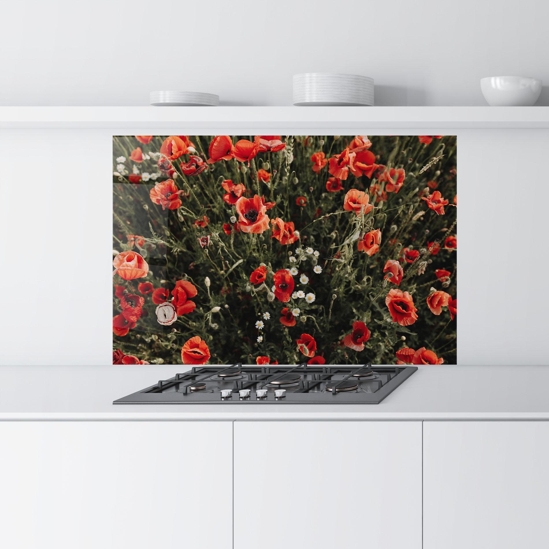 Küchenrückwand Glas Pretty Poppies Field mockup 9