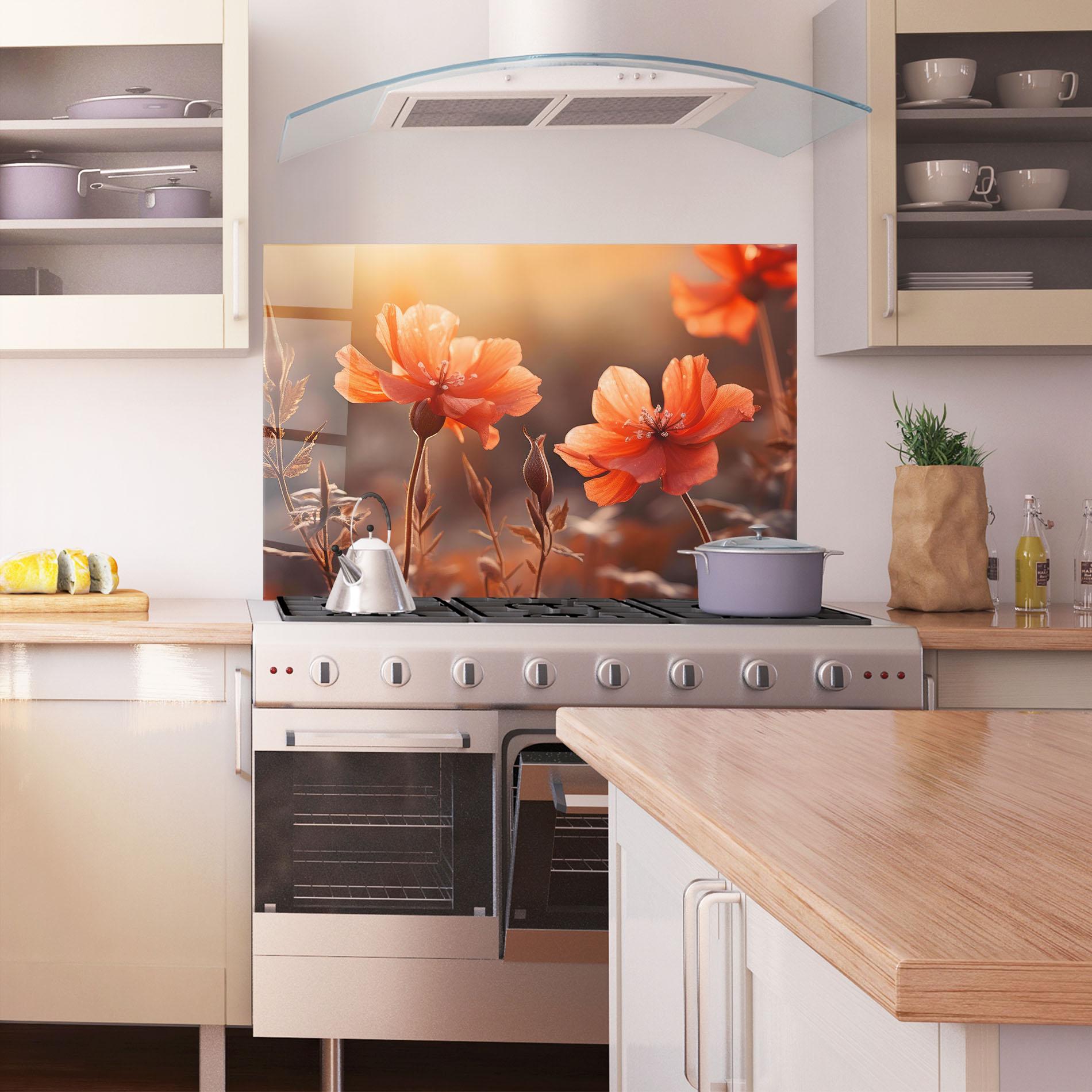 Küchenrückwand Glas Orange Small Poppy mockup 1