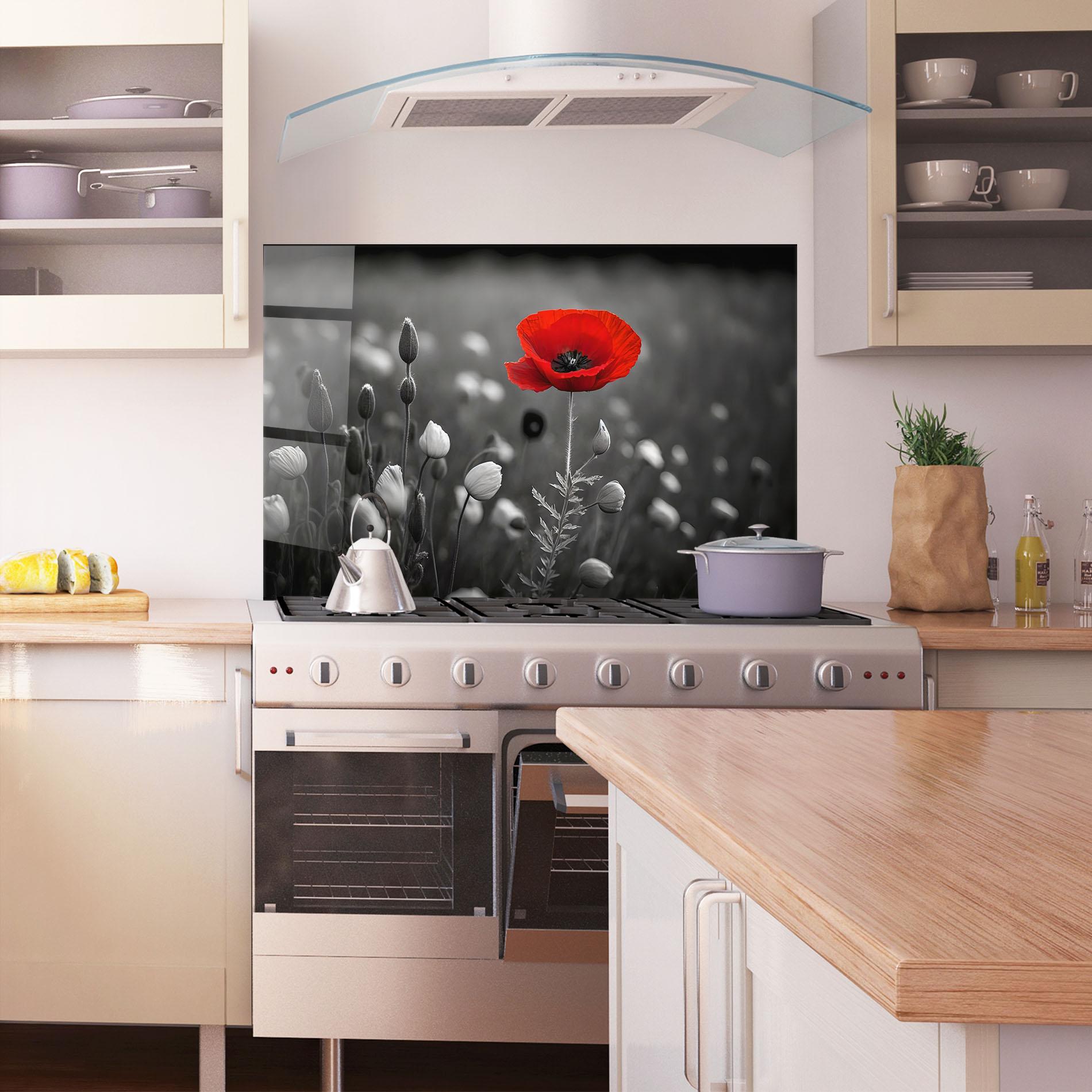 Küchenrückwand Glas Special Red Poppy mockup 1