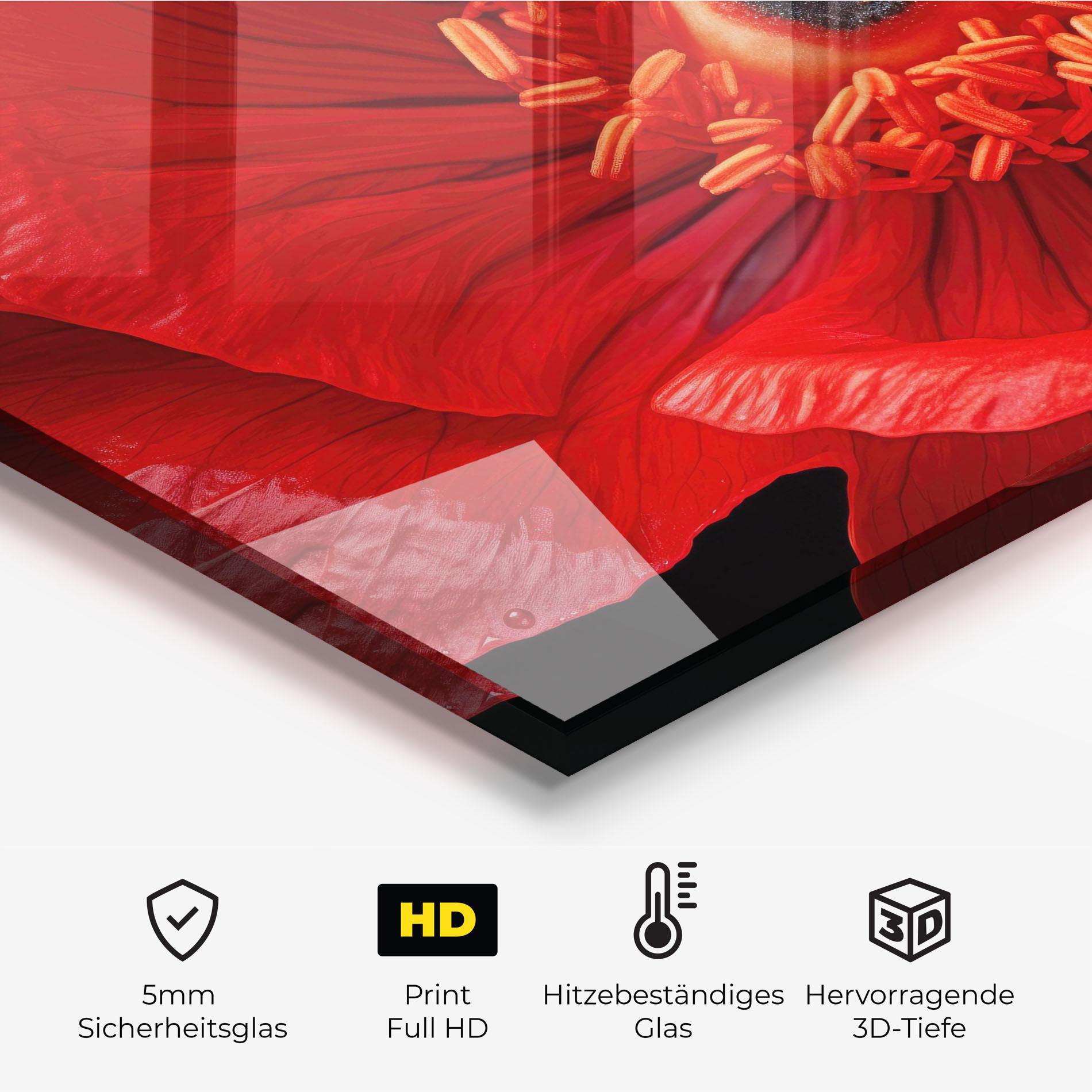 Küchenrückwand Glas Big Poppy Close Up mockup 2