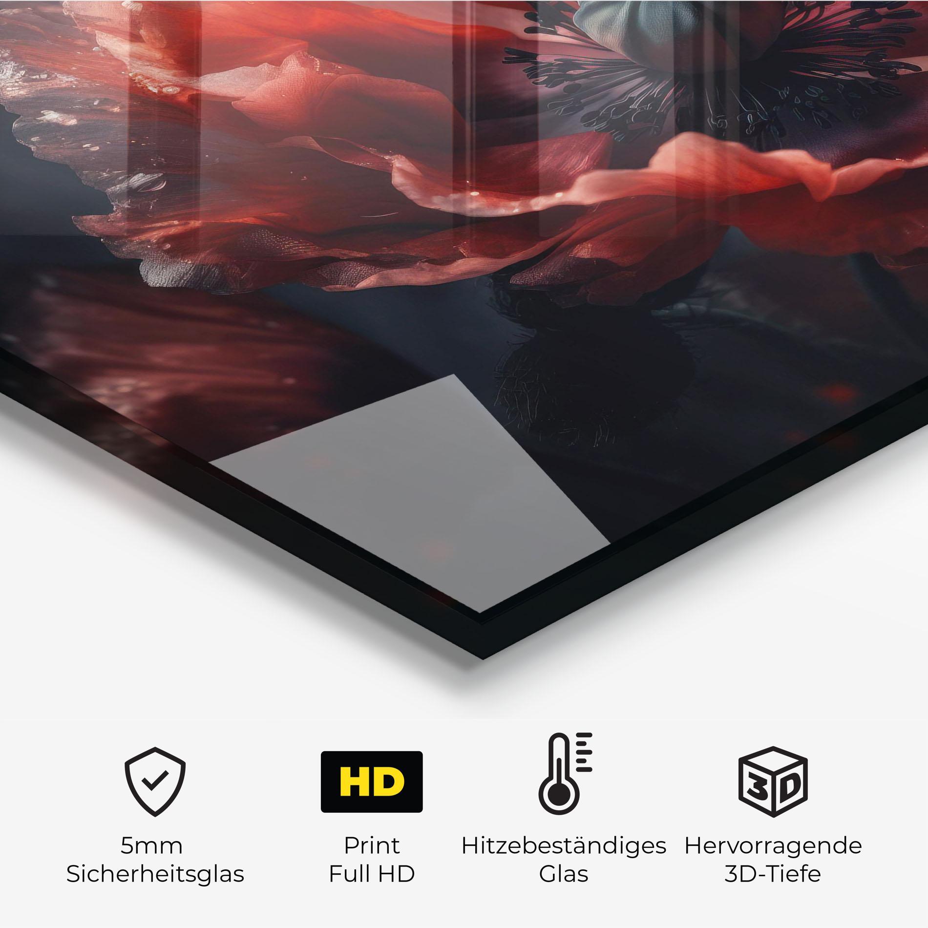 Küchenrückwand Glas Dark Shade Poppy mockup 2