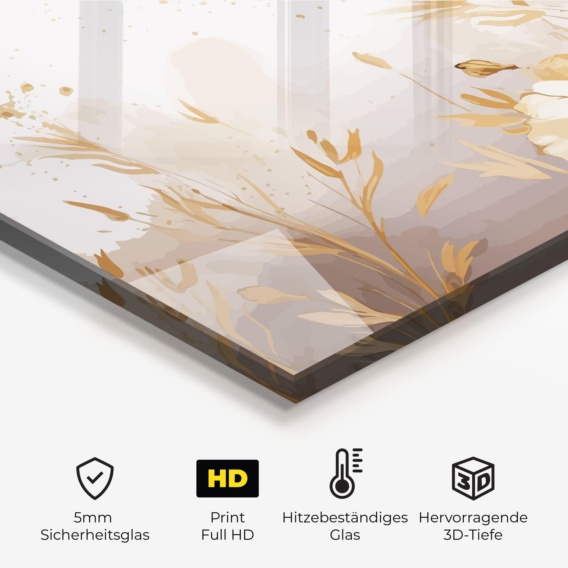 Küchenrückwand Glas Gold Cream Poppy mockup 2