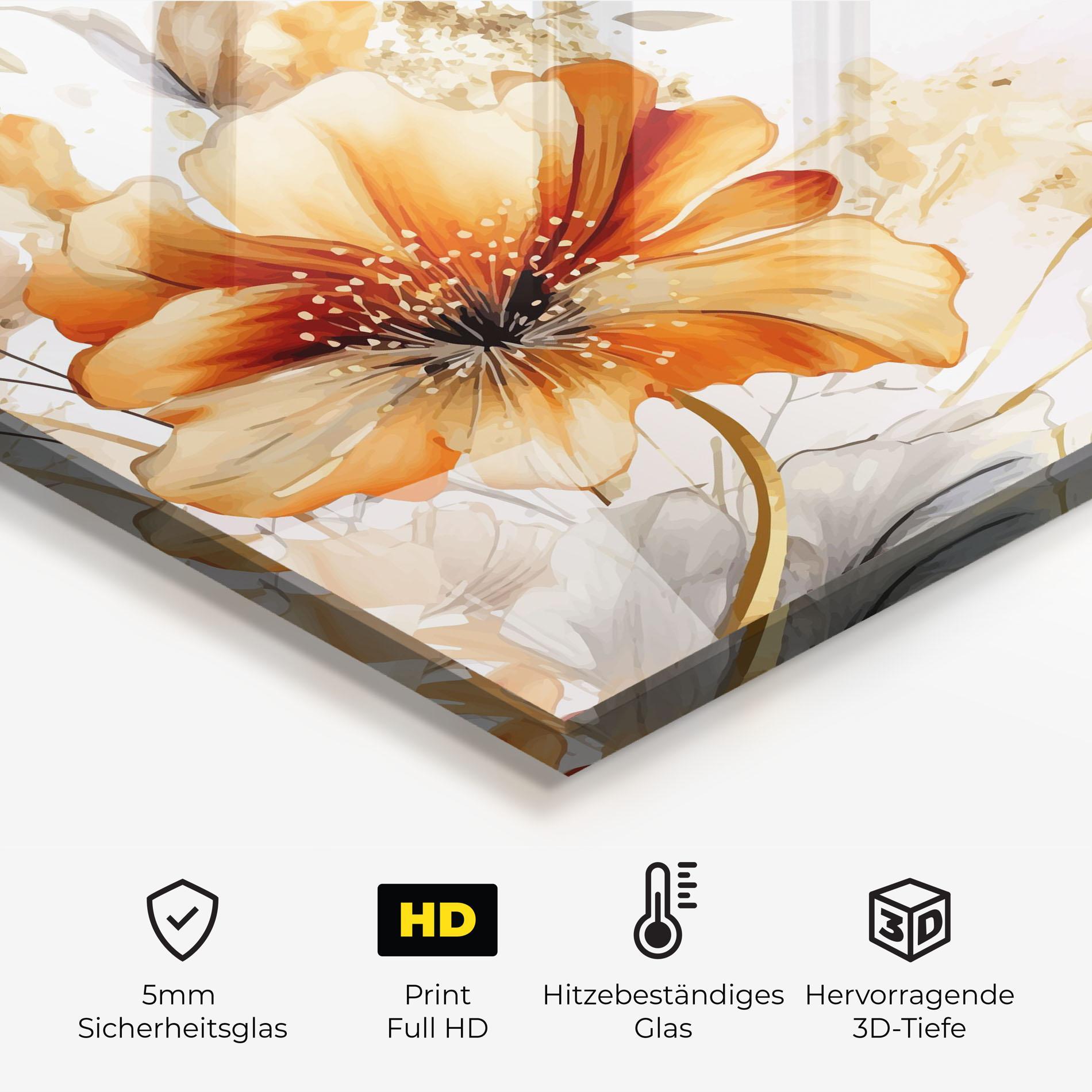 Küchenrückwand Glas Gold Orange Poppy mockup 2