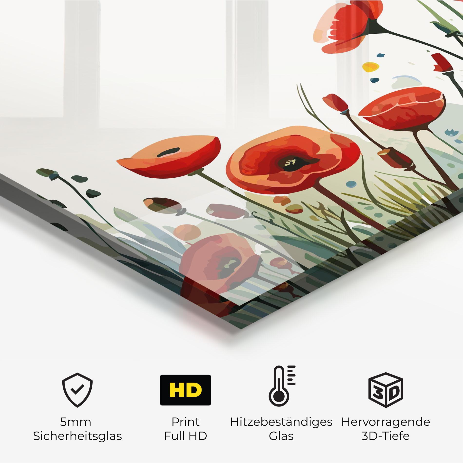 Küchenrückwand Glas Minimalist Poppy mockup 2