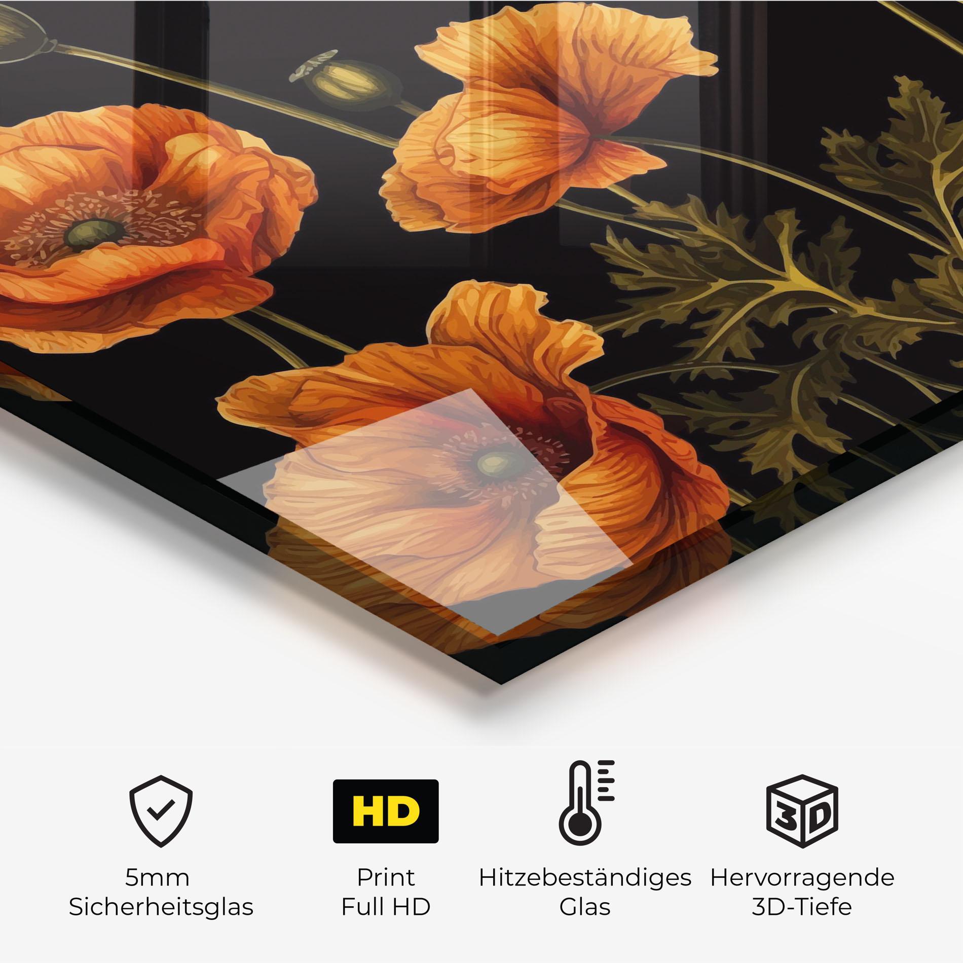 Küchenrückwand Glas Orange Poppies mockup 2