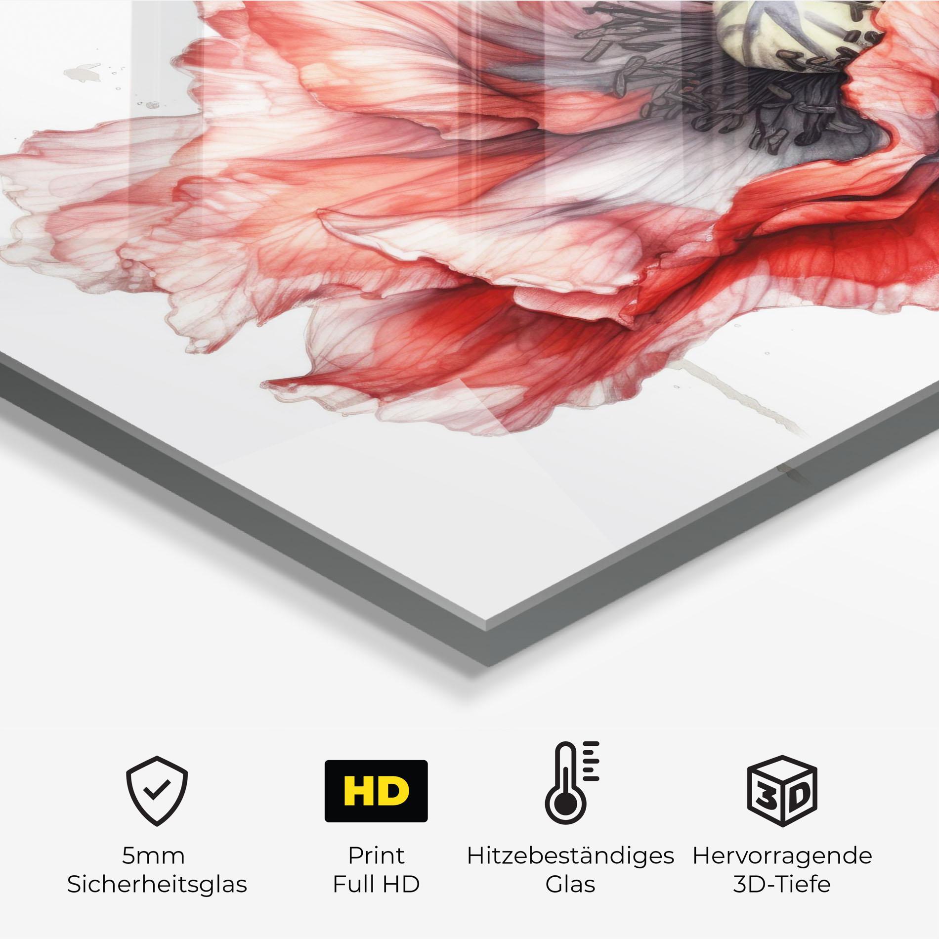 Küchenrückwand Glas Painted Red Poppy mockup 2